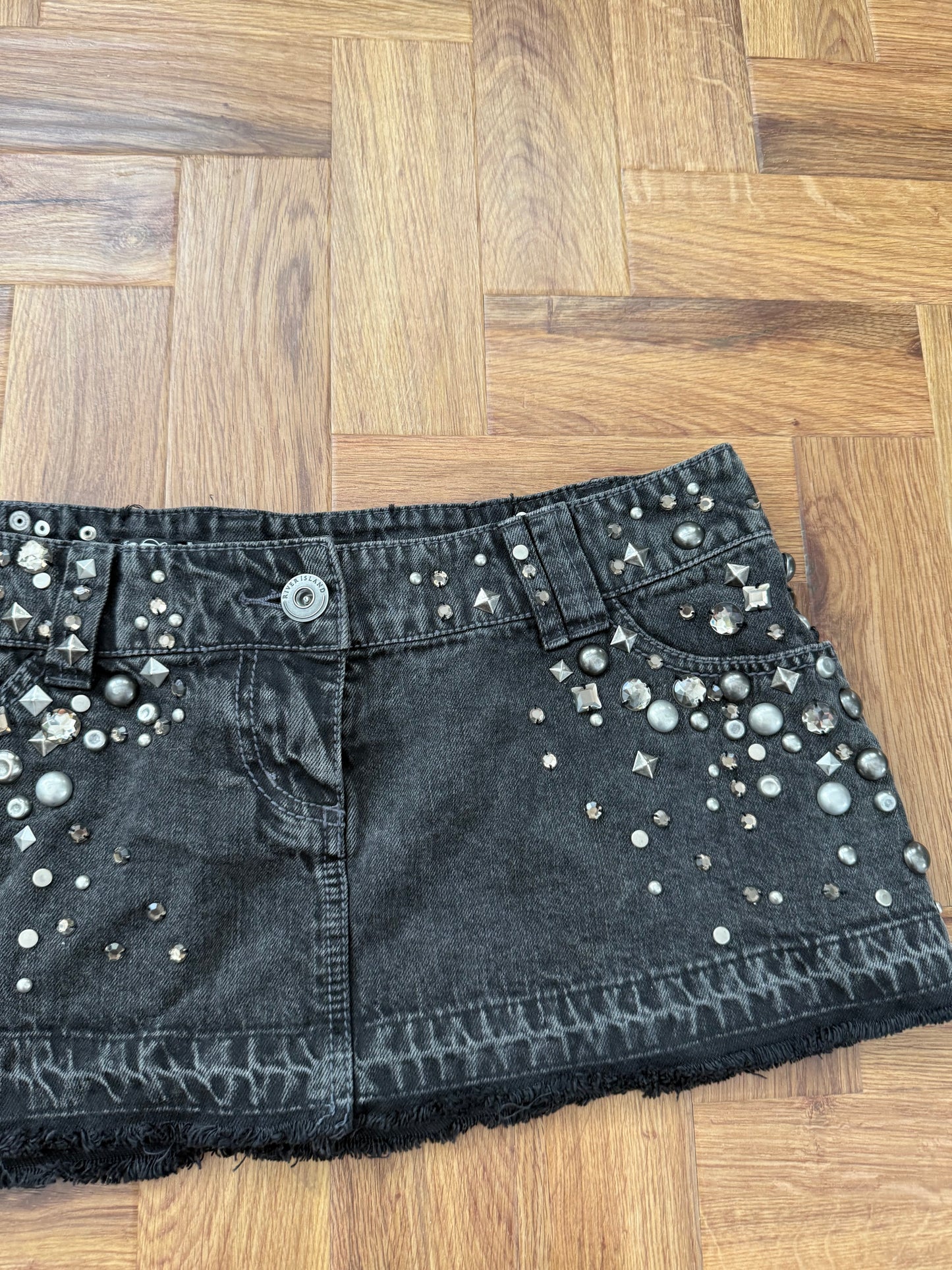 Y2K Studded Mini Skirt (UK12)