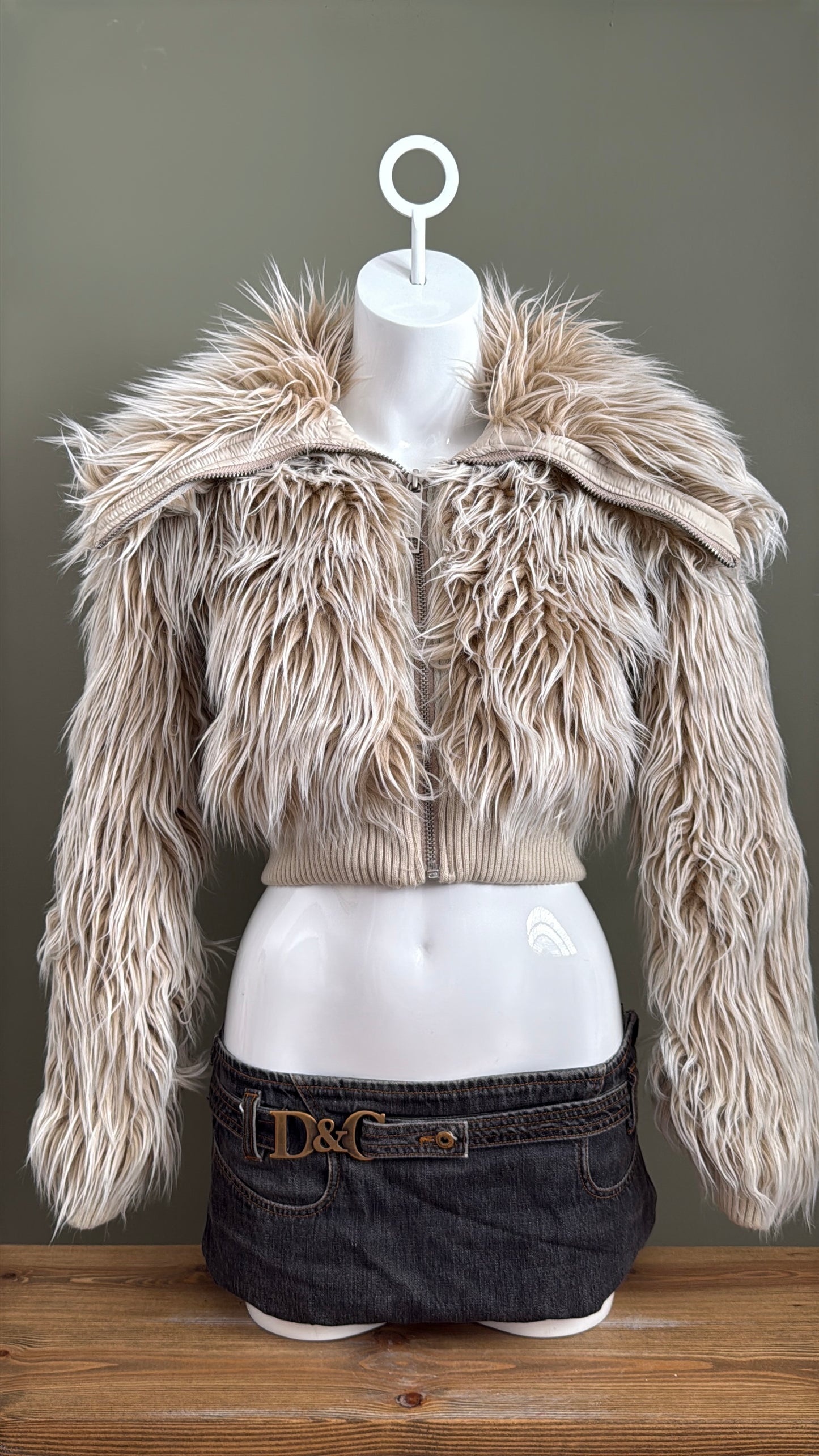 Faux Fur Crop Jacket (UK6)
