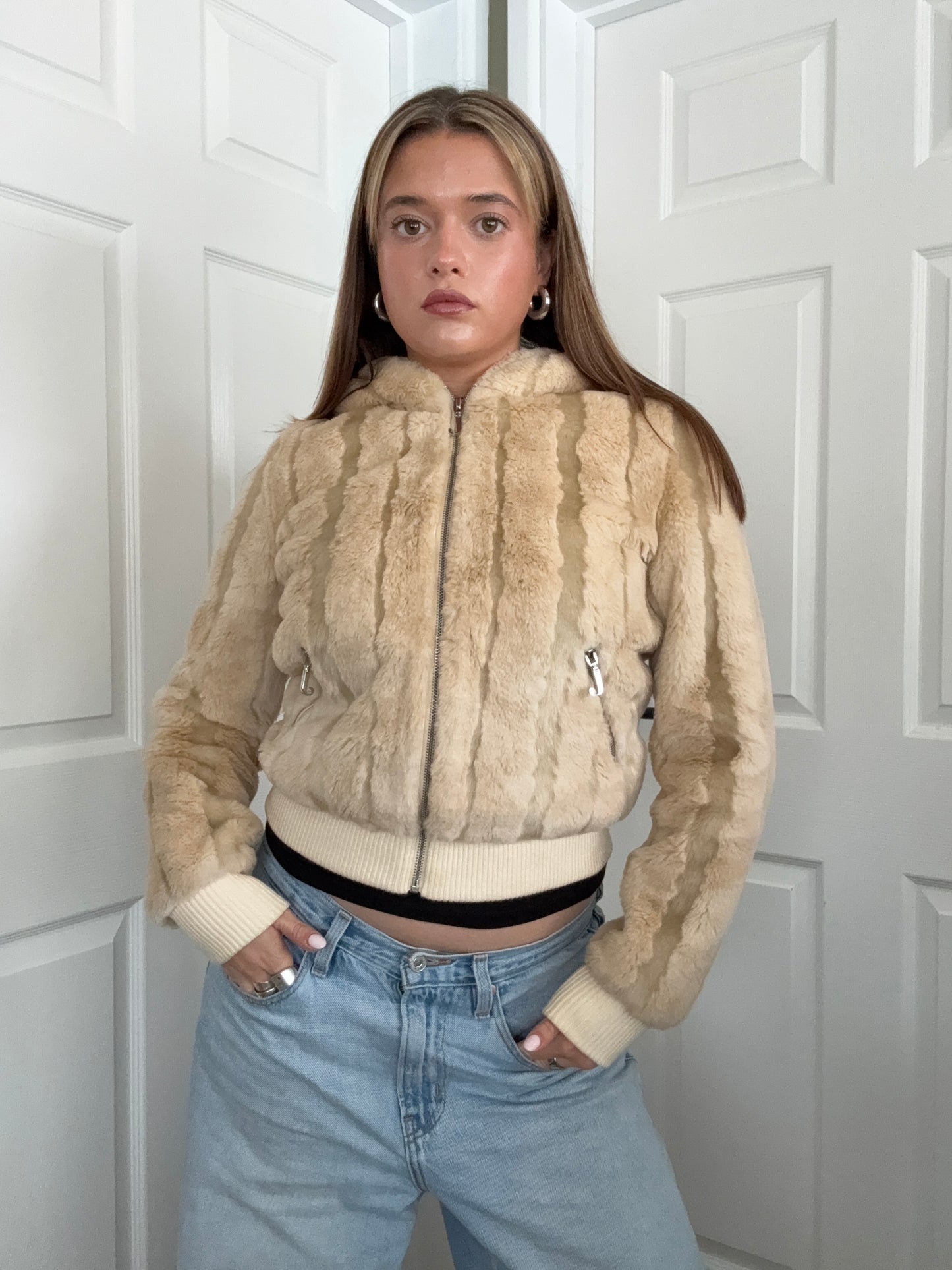 Juicy Couture Faux Fur Hooded Jacket (S)