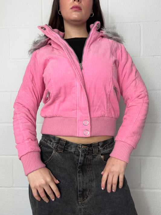 Pink Corduroy Bomber Jacket (XS)