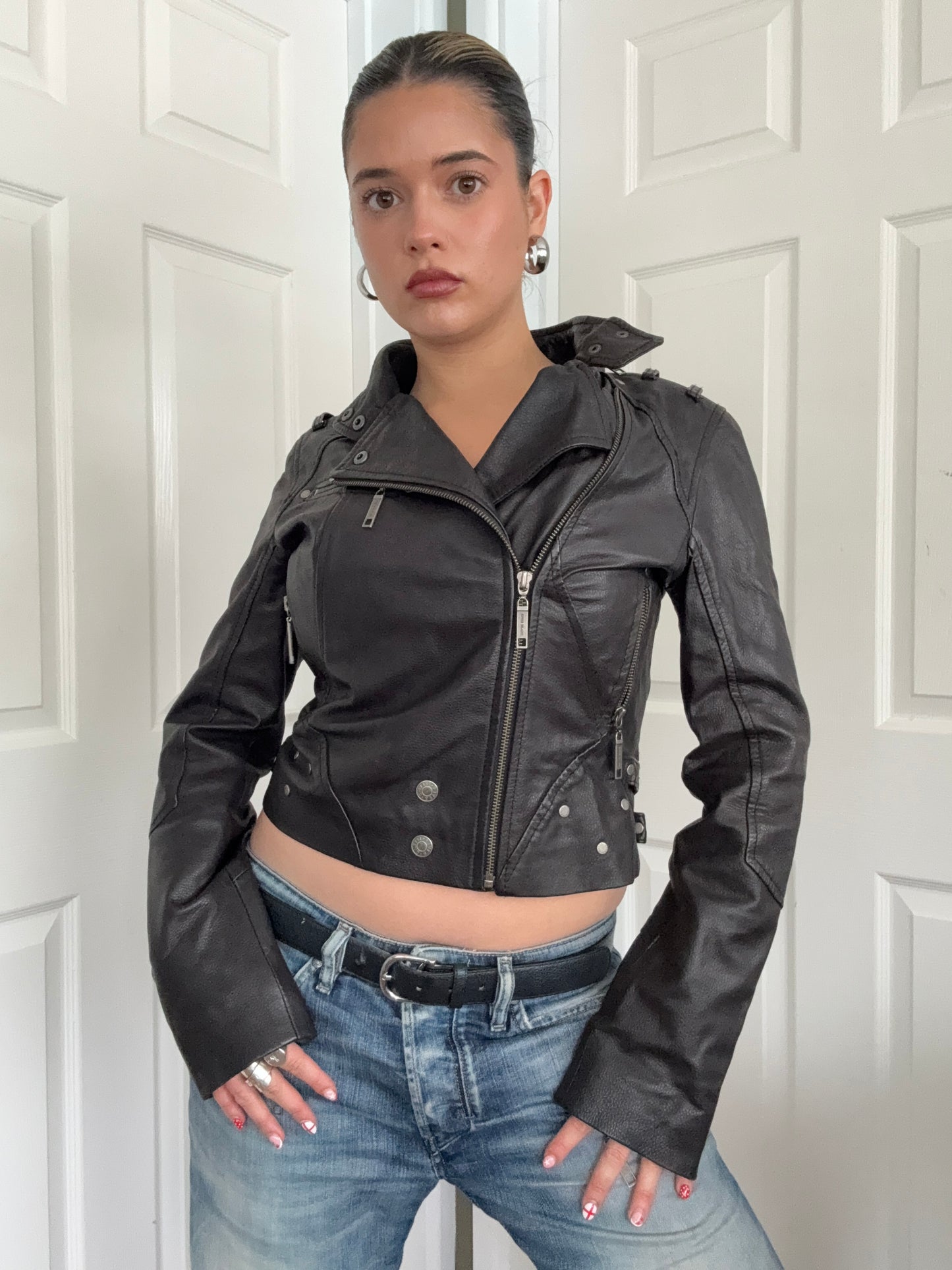 Leather Biker Jacket (UK10)