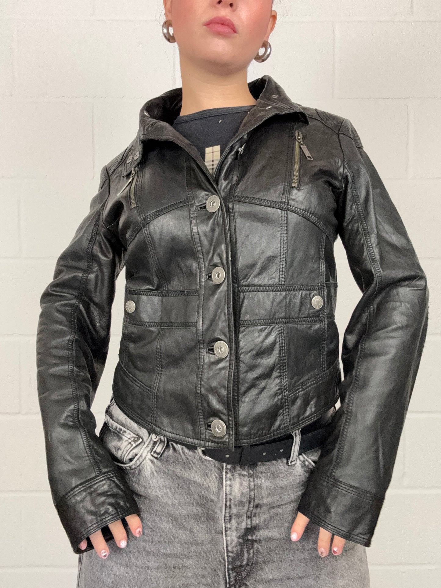 Leather Biker Corset Jacket (UK14)