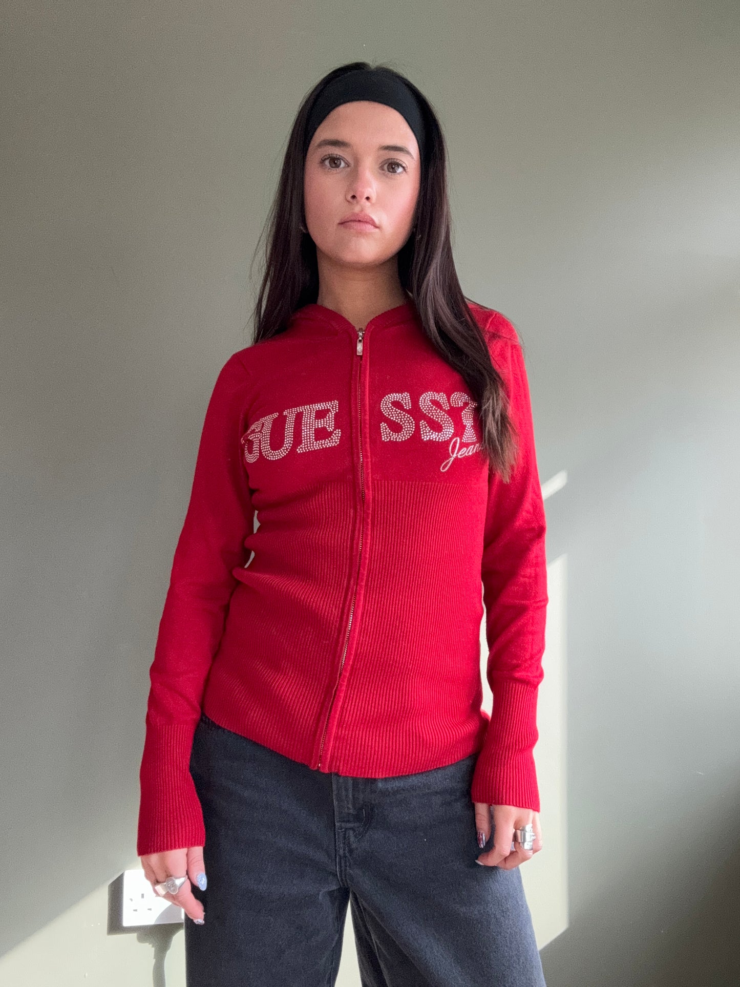 Guess Red Zip Hoodie (M)