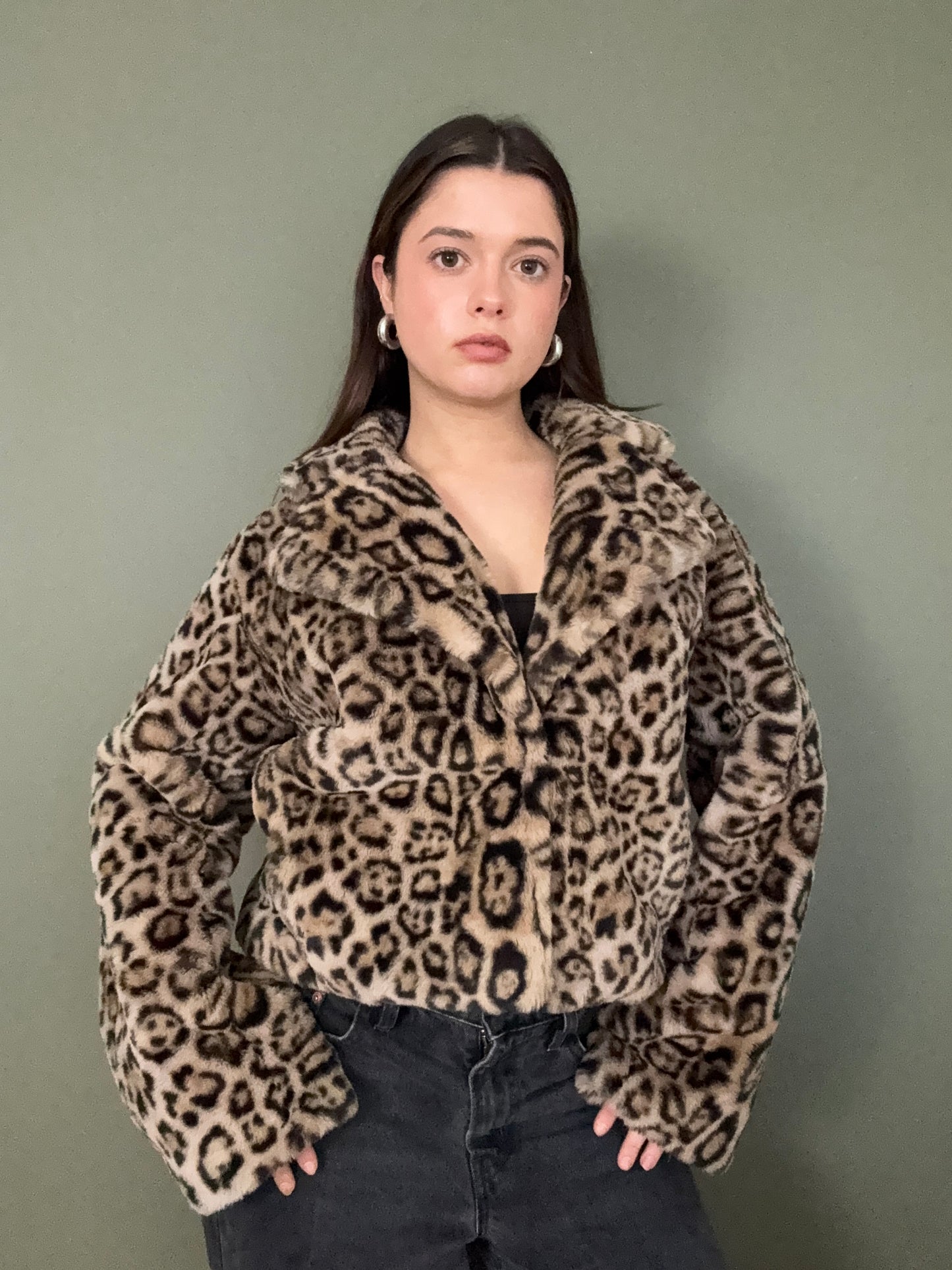 Leopard Faux Fur Jacket (S)