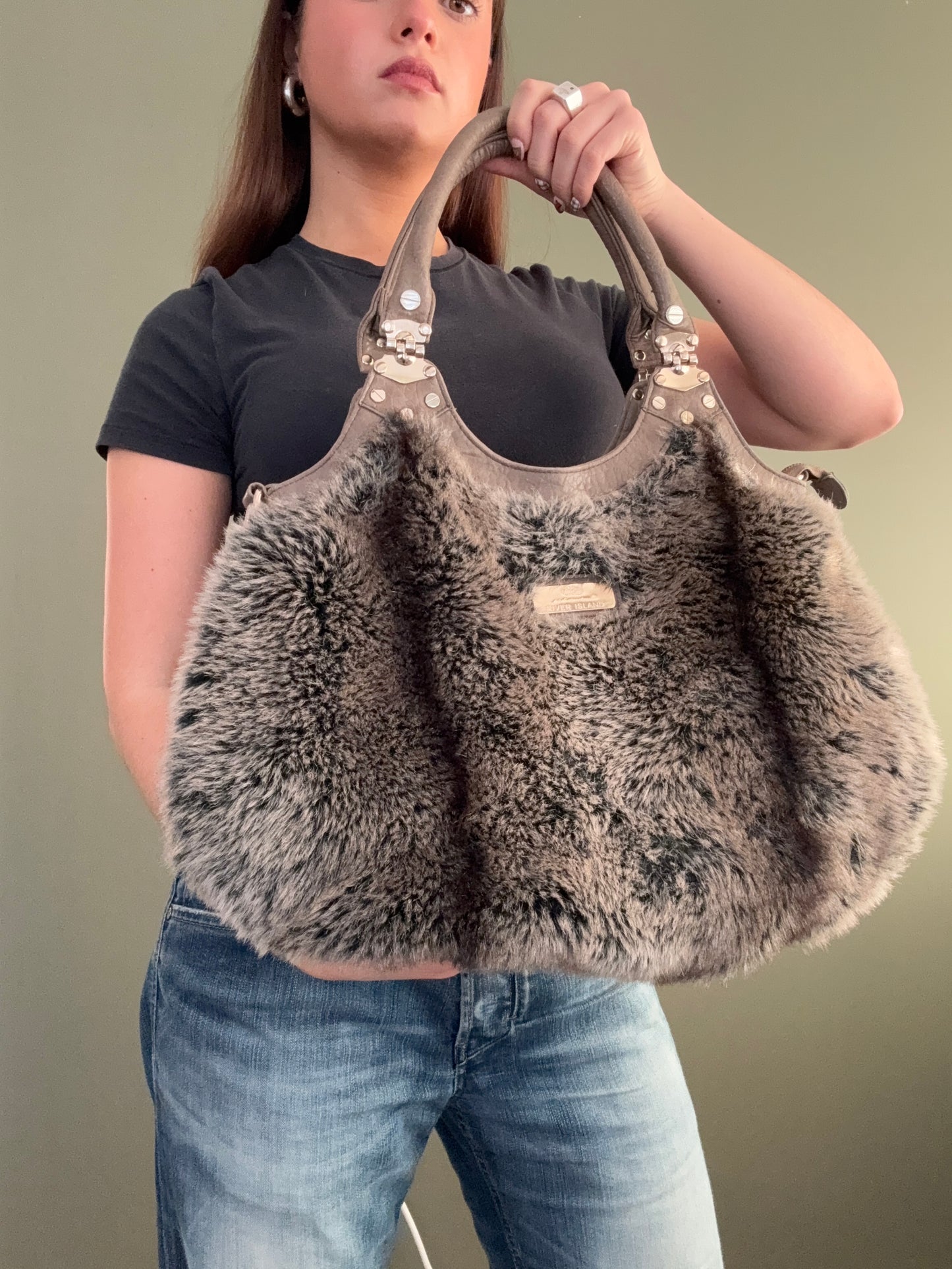 Large Faux Fur Shoulder Bag