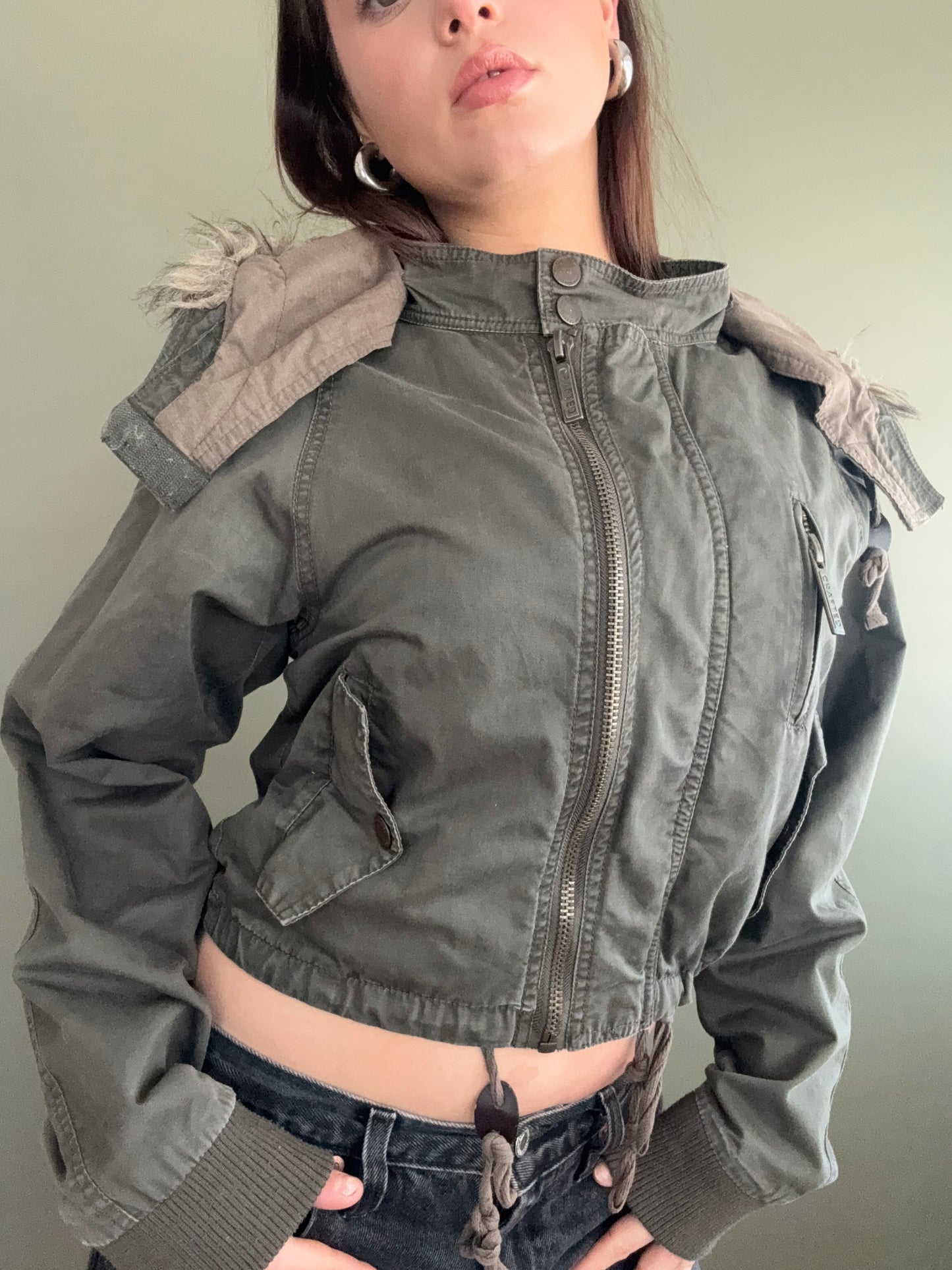 Khaki Bomber Jacket (UK6)