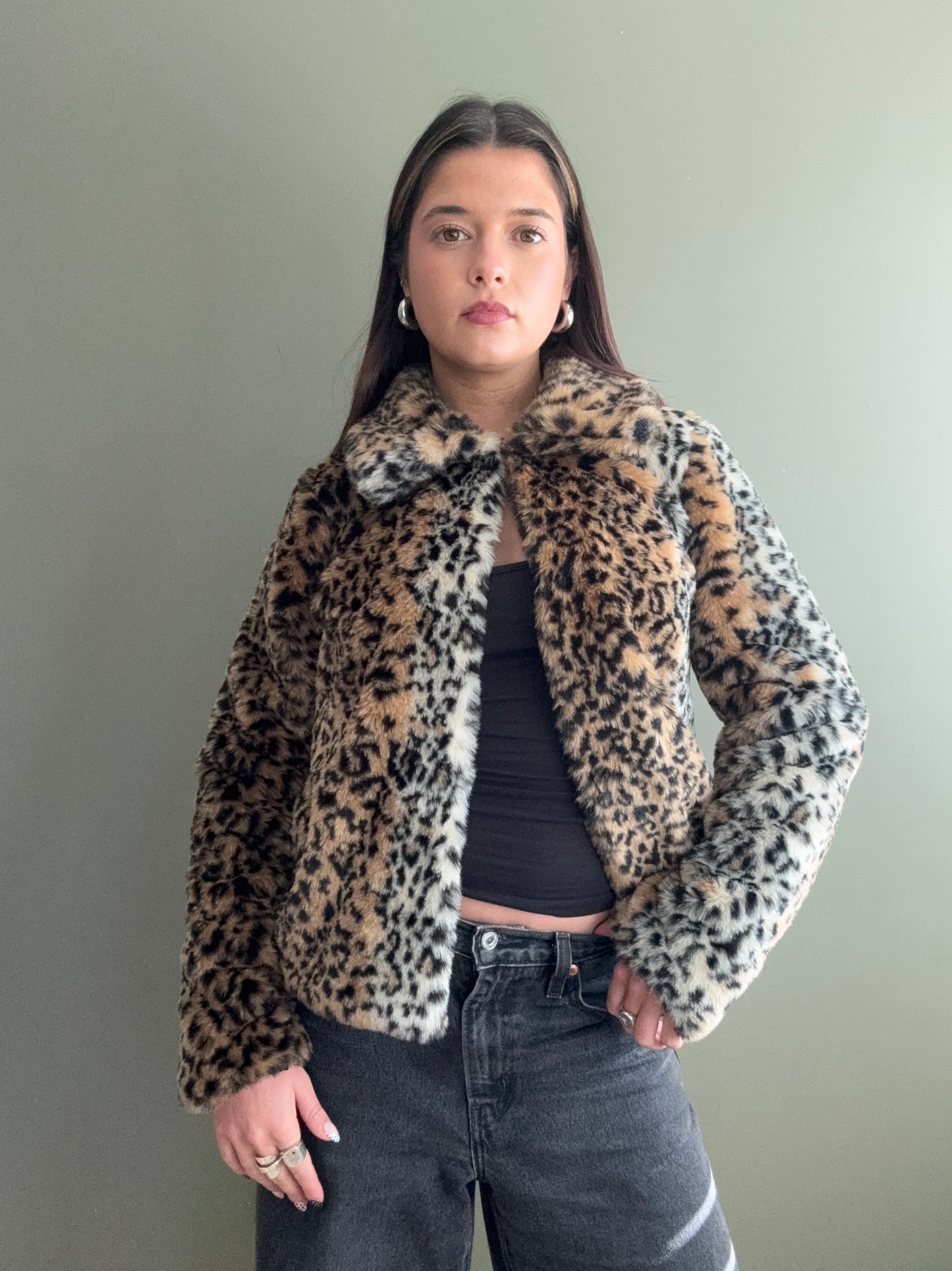 Leopard Faux Fur Jacket (UK8)