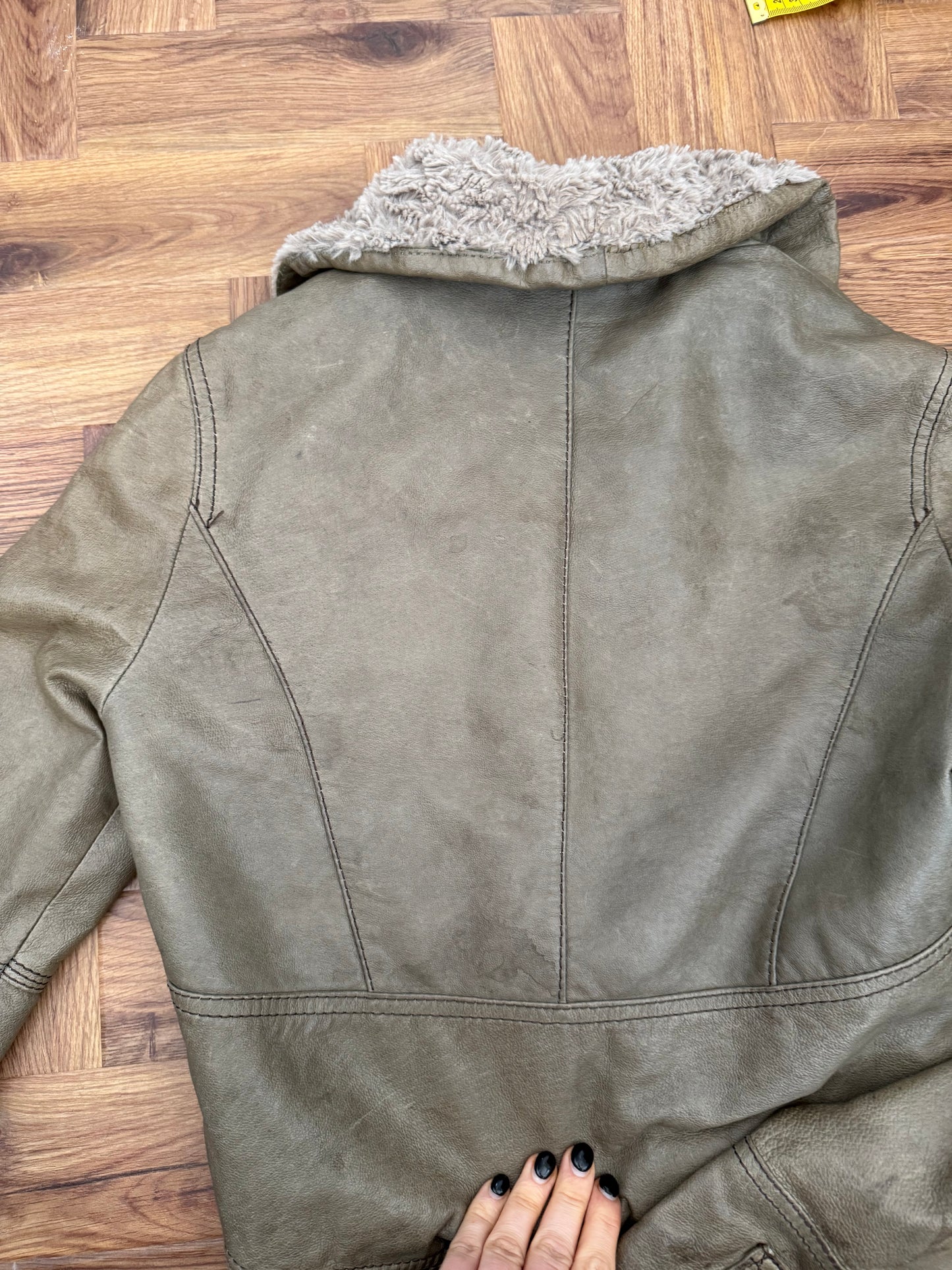 Jane Norman Leather Cropped Jacket (UK10)