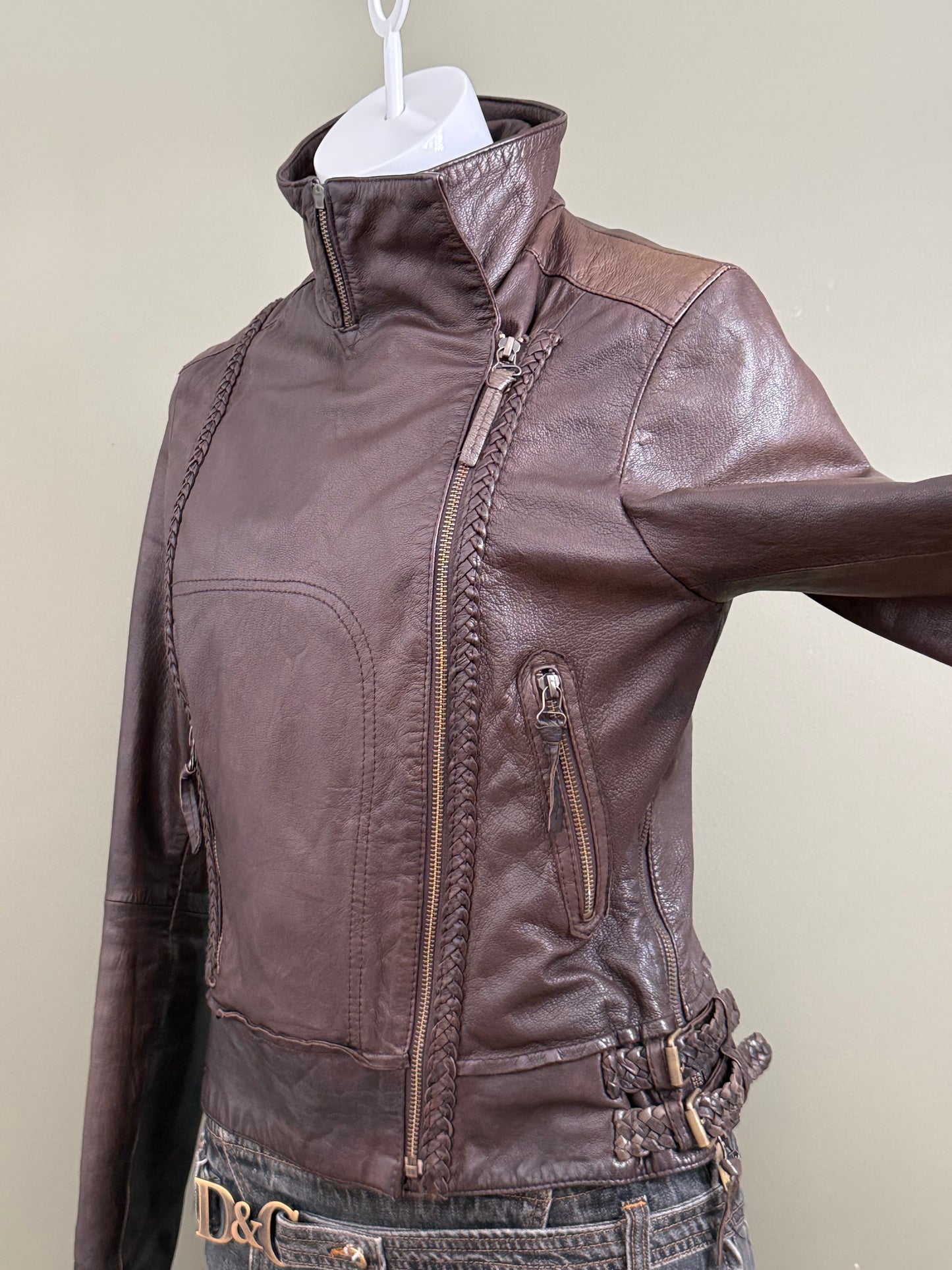 Allsaints Leather Braided Jacket (UK12)