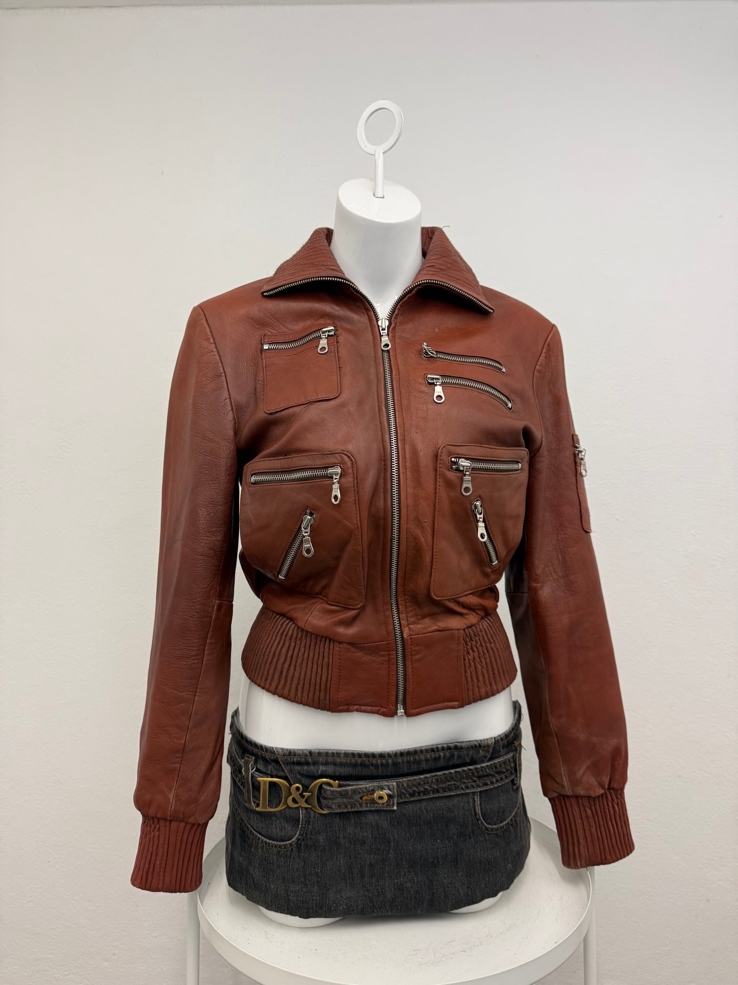 Leather Cargo Jacket (L)