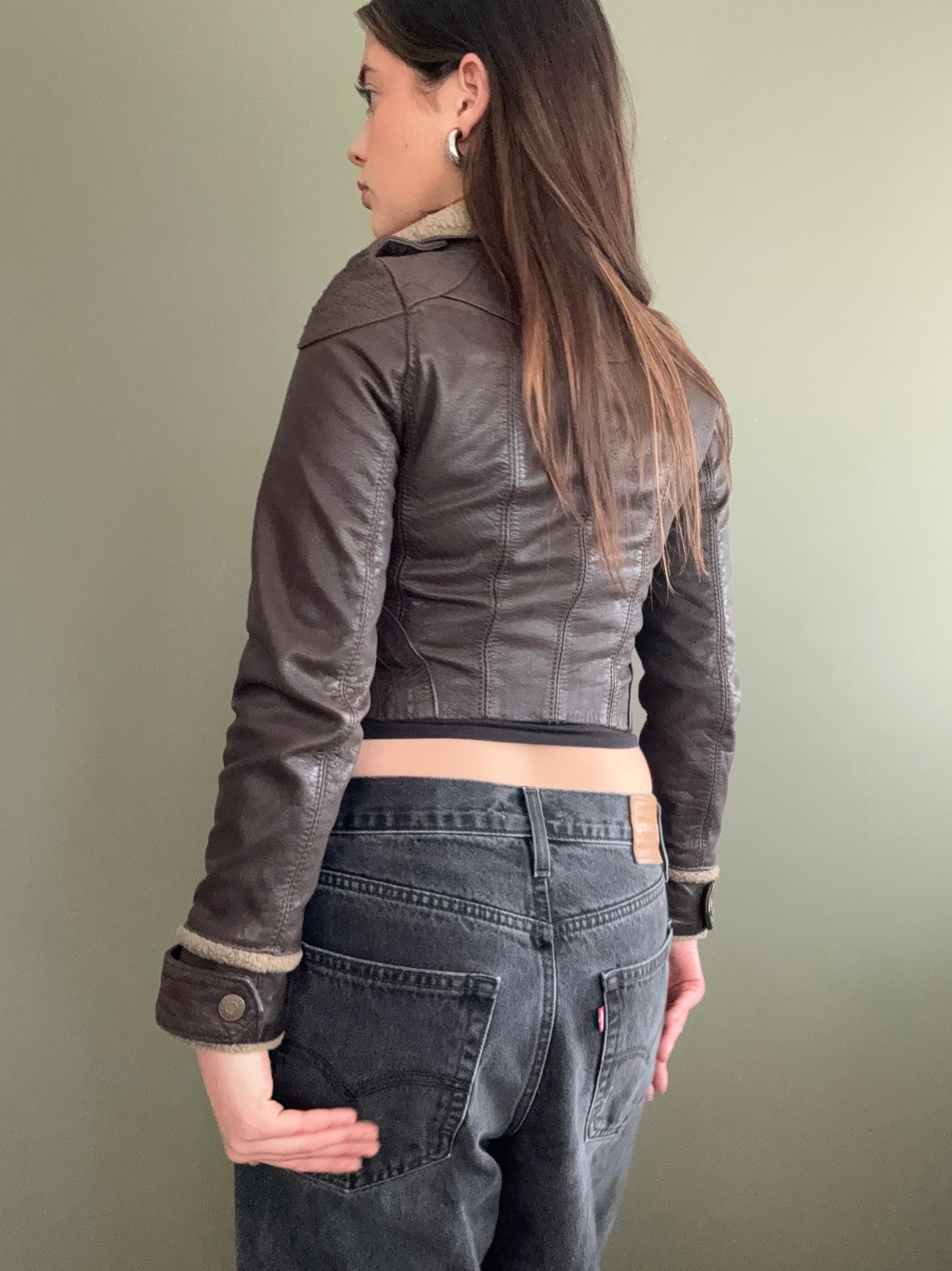 Leather Aviator Jacket (UK6)