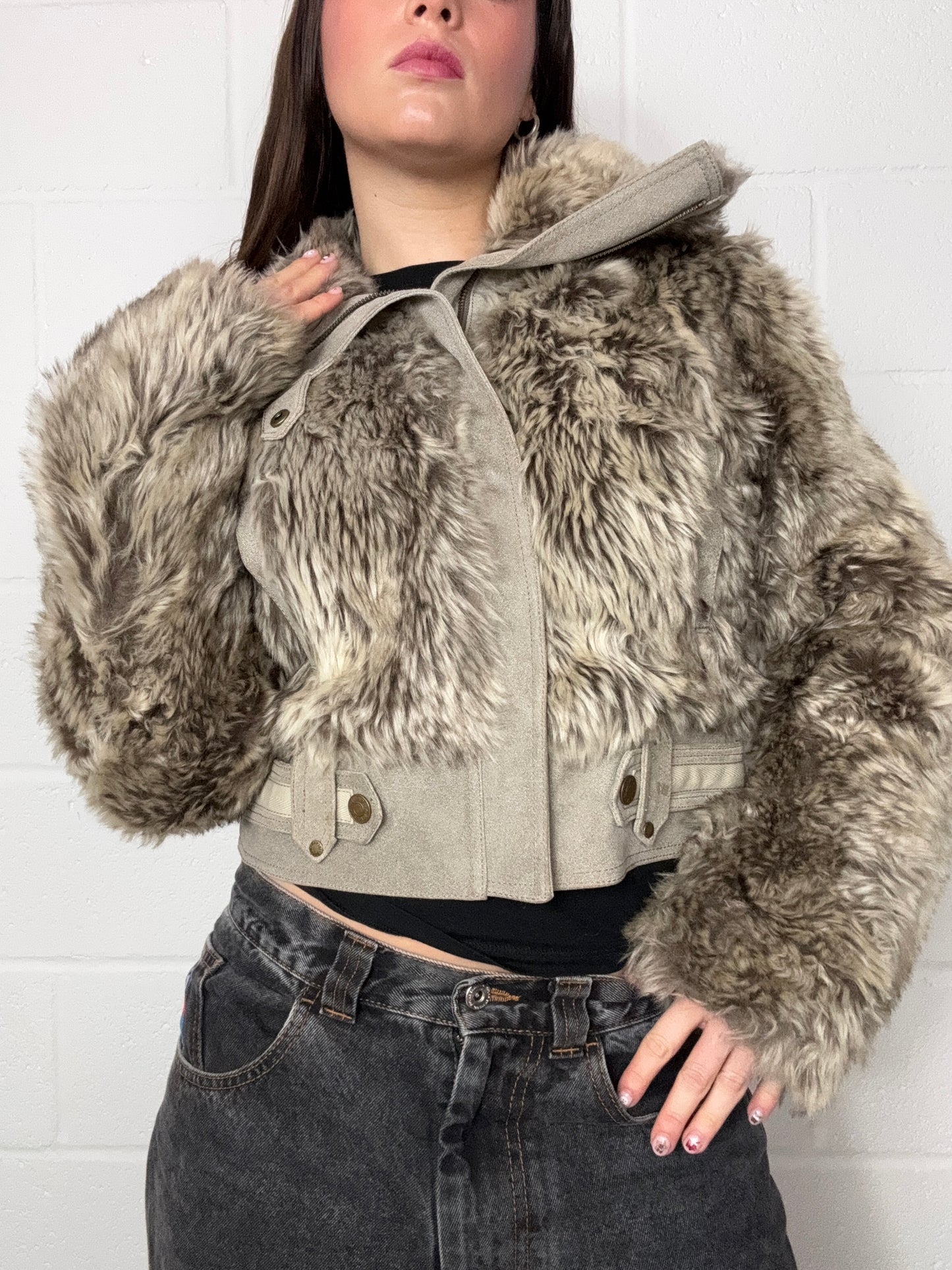 Faux Fur Cropped Jacket (UK12)