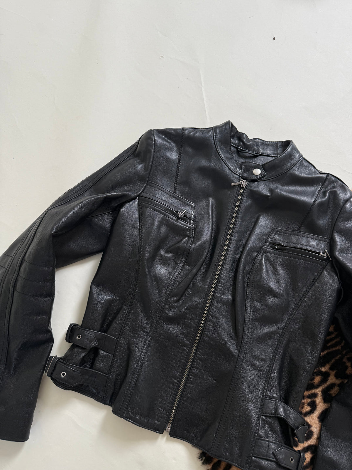 Vintage Fitted Leather Buckle Jacket (UK12)