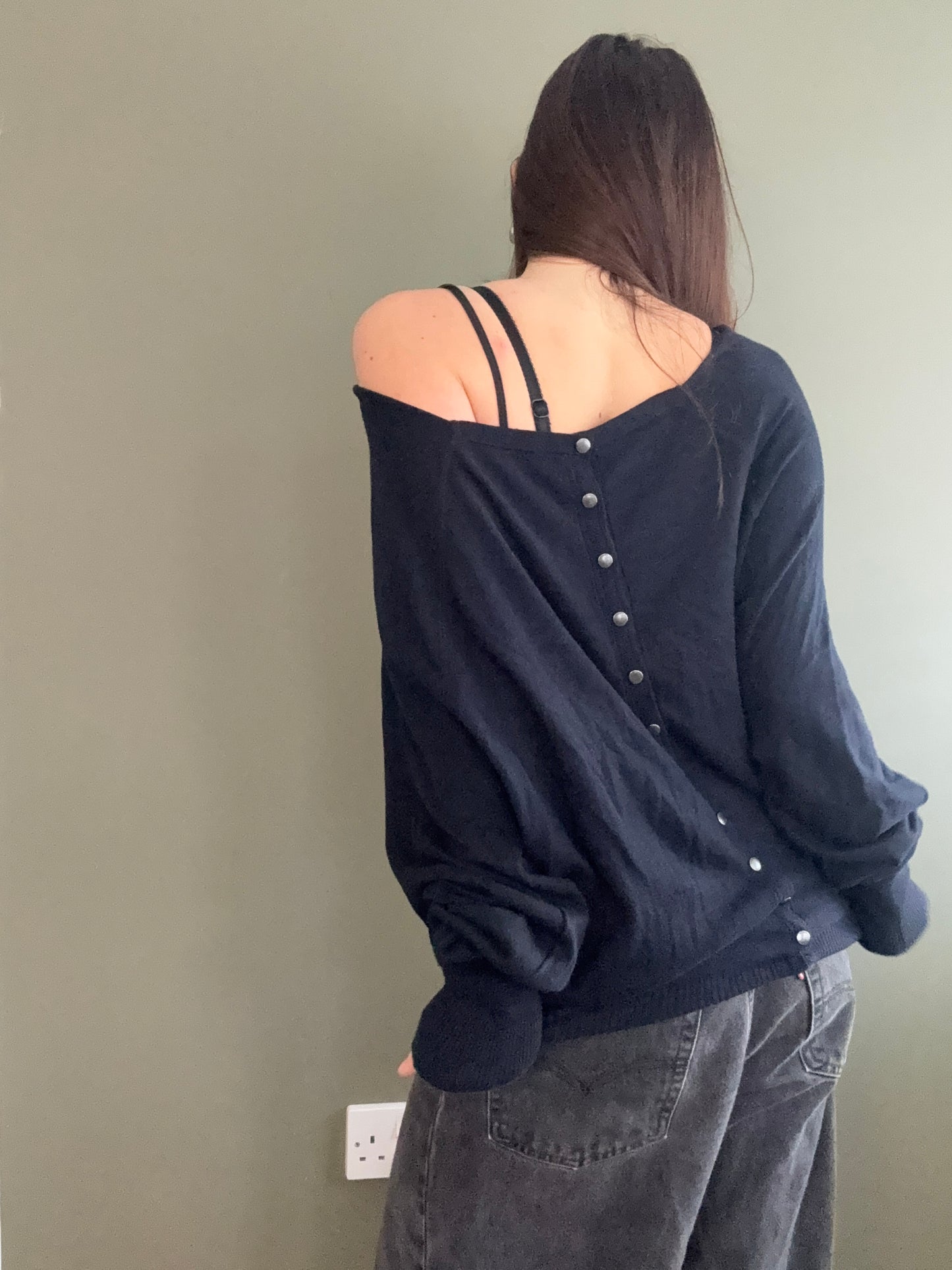 Navy Allsaints Batwing Jumper (L)