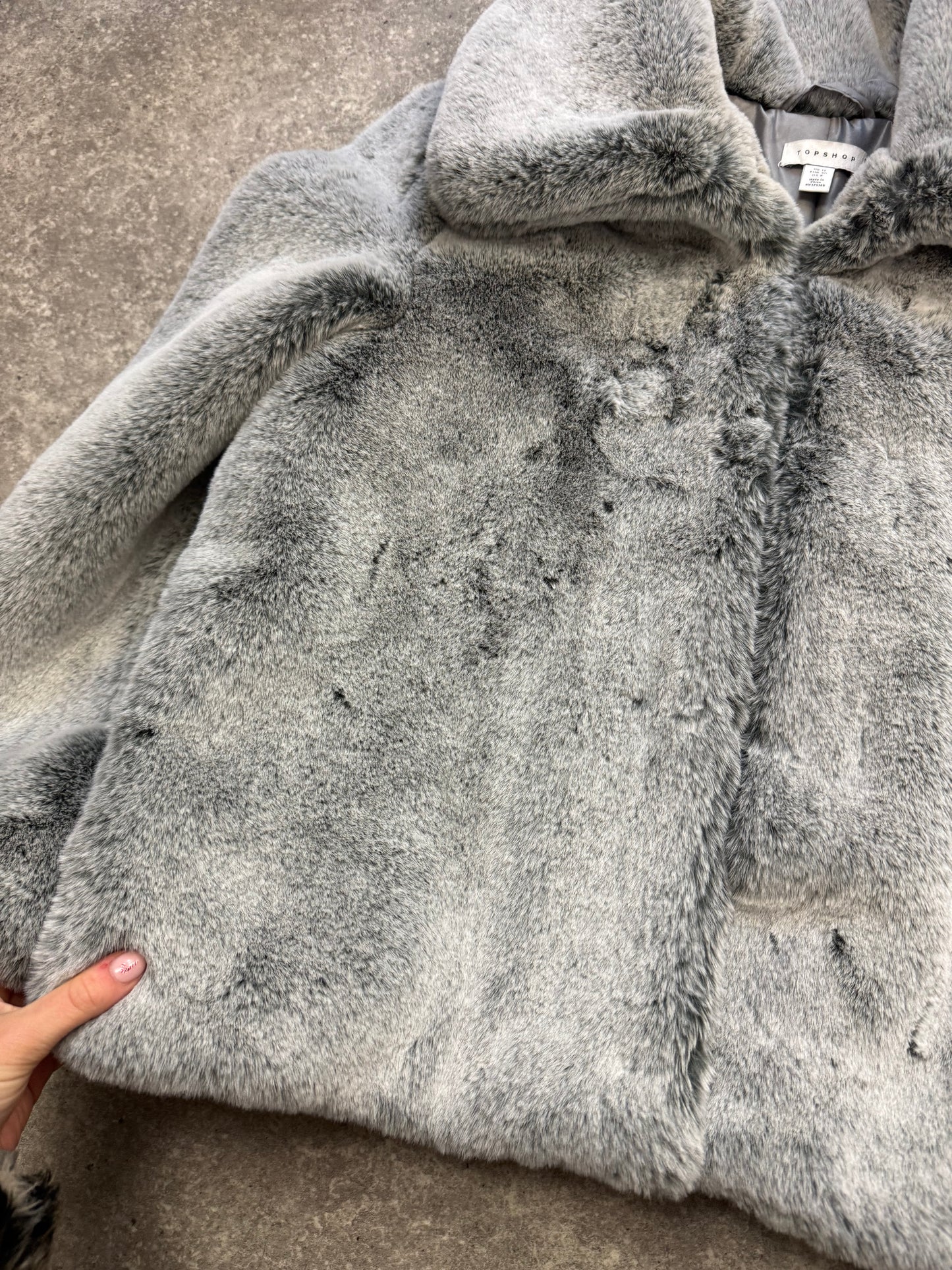 Grey Faux Fur Jacket (UK12)