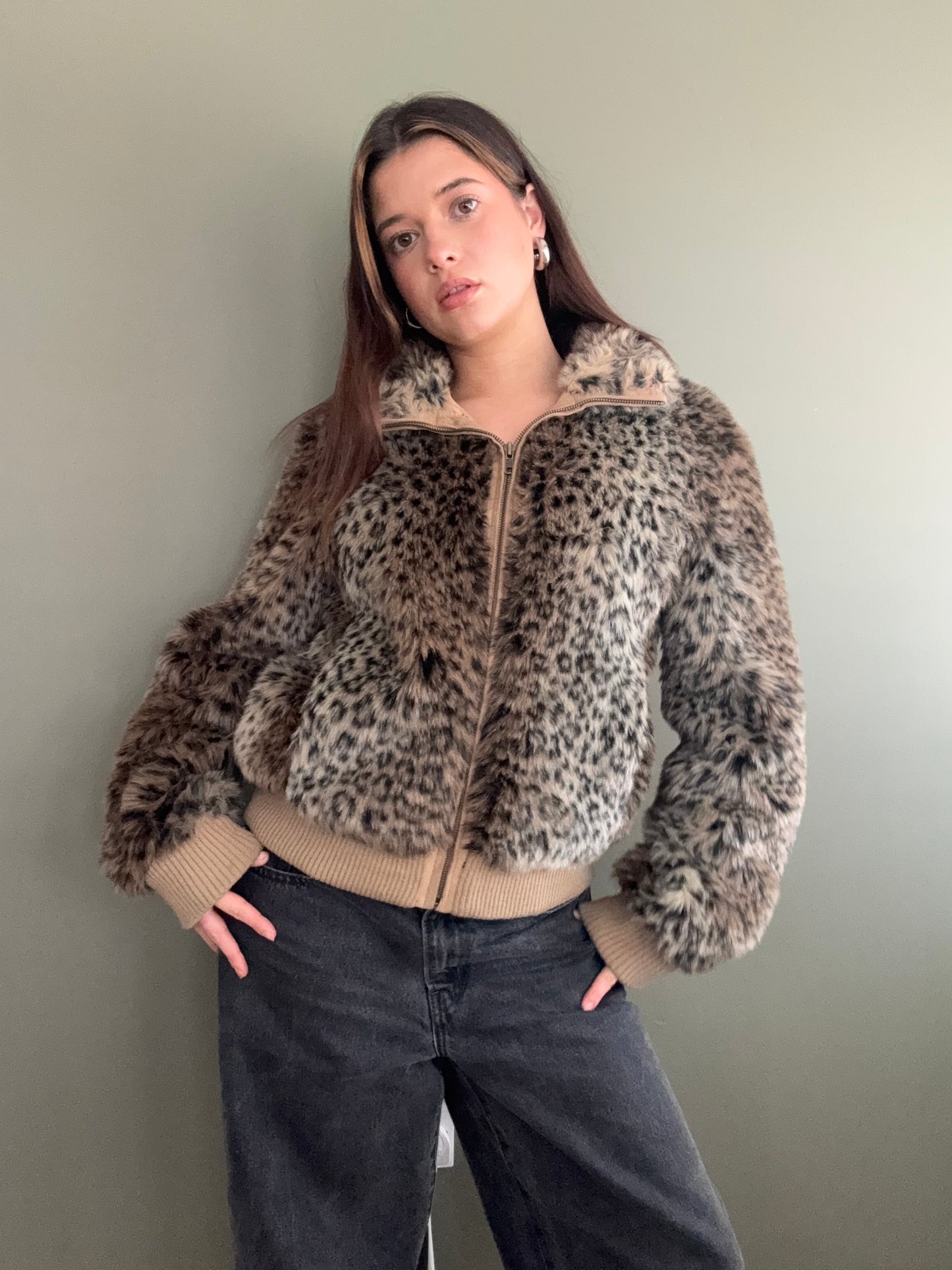 Faux Fur Leopard Jacket (UK14)