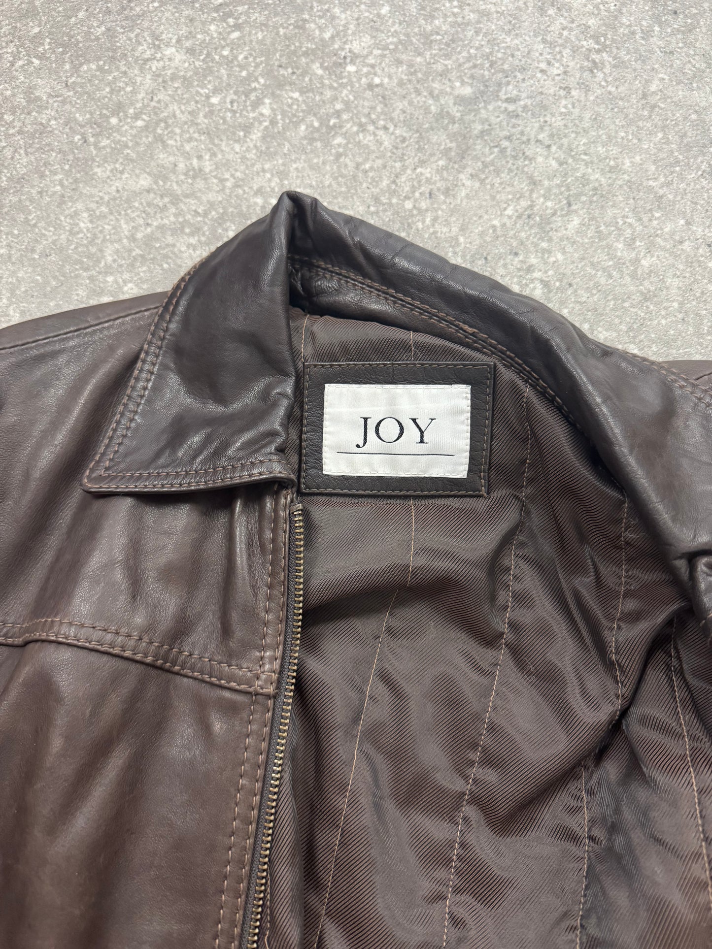 Brown Leather Bomber Jacket (S/M)