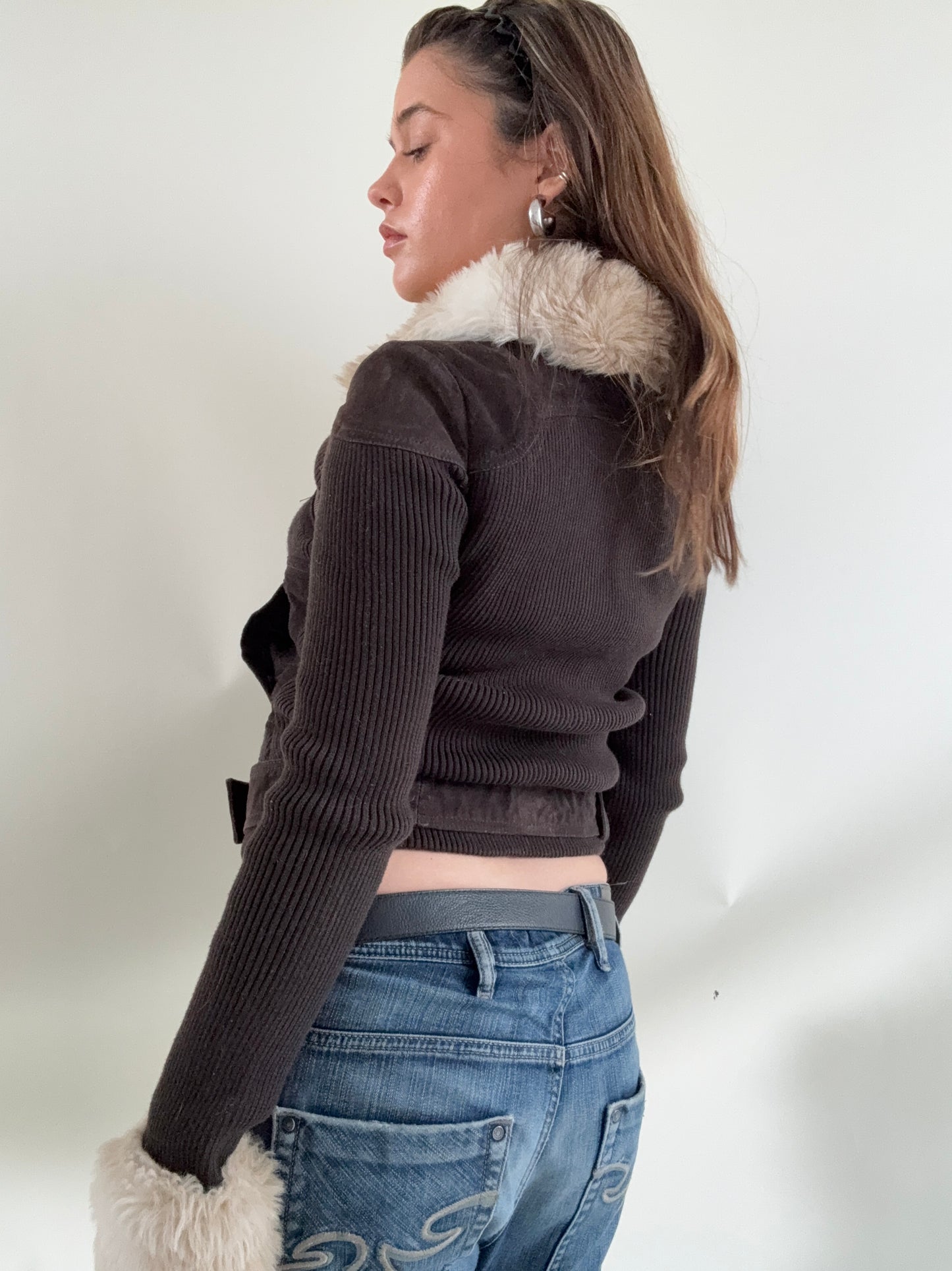 Jane Norman Suede, Faux Fur Buckle Jacket (UK6)