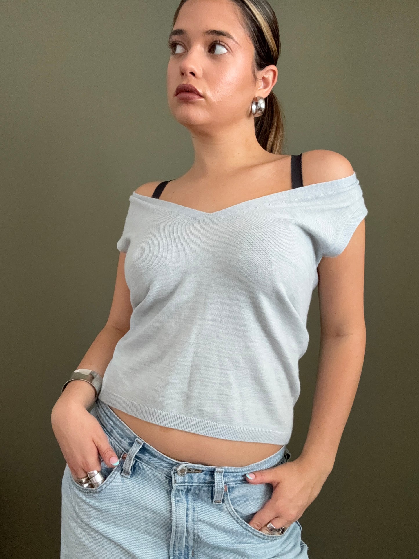 French Connection Baby Blue Knit Vest (M)
