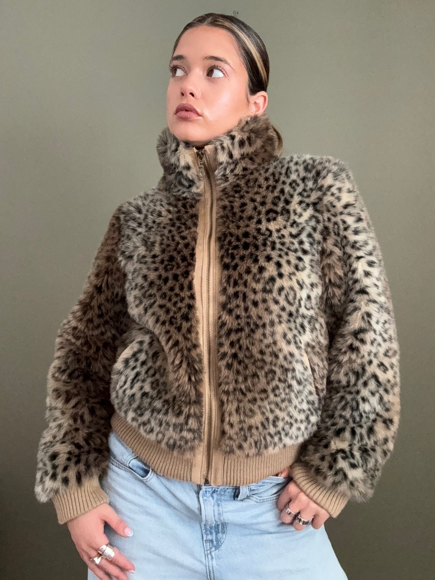 Faux Fur Leopard Jacket (UK10)