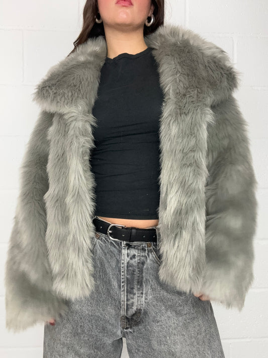 Grey Faux Fur Jacket