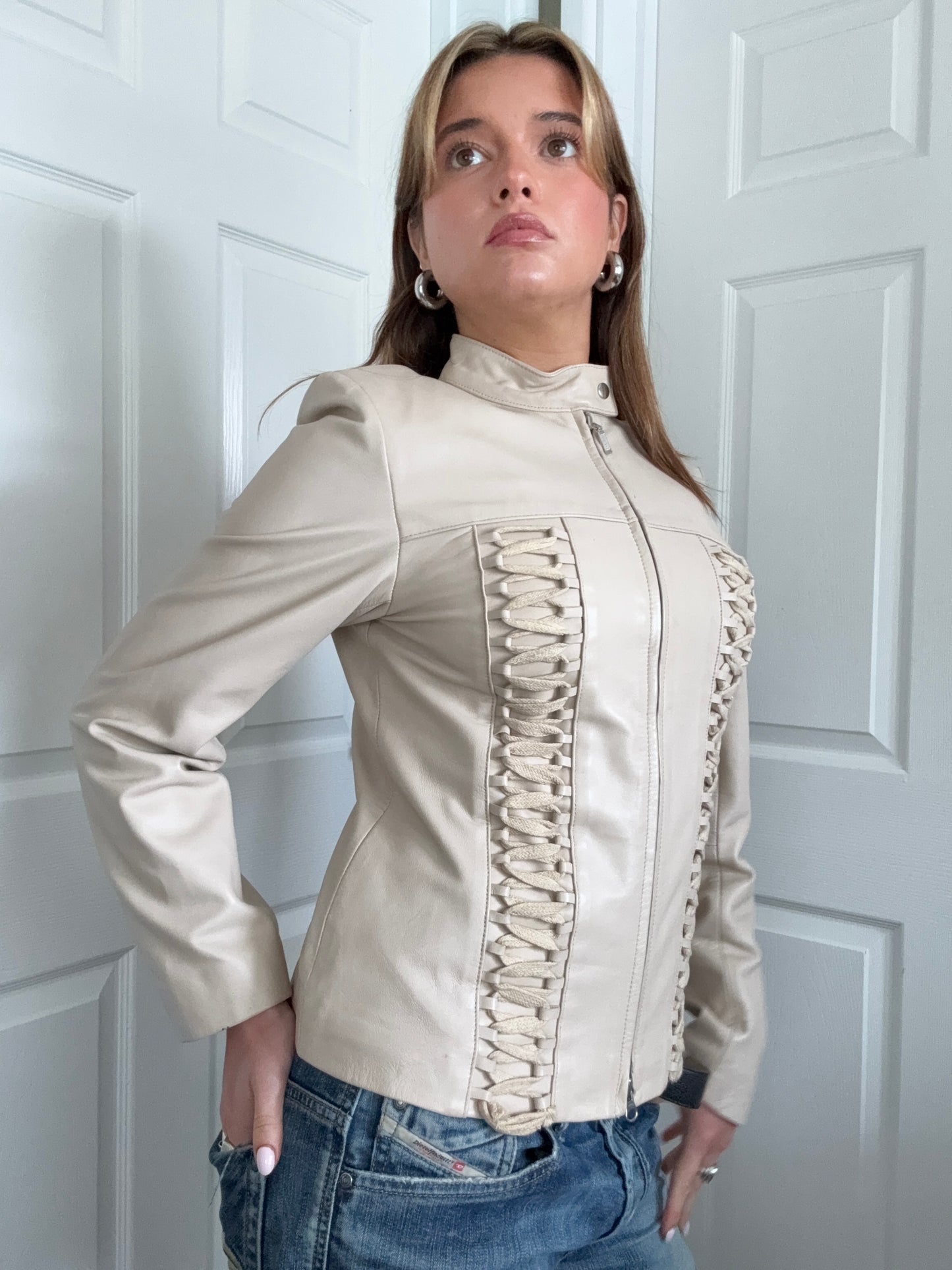 Leather Corset Style Jacket (UK10)