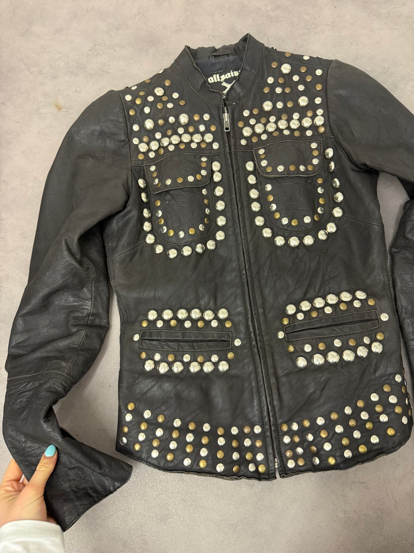 Allsaints Leather Studded Jacket (UK8)