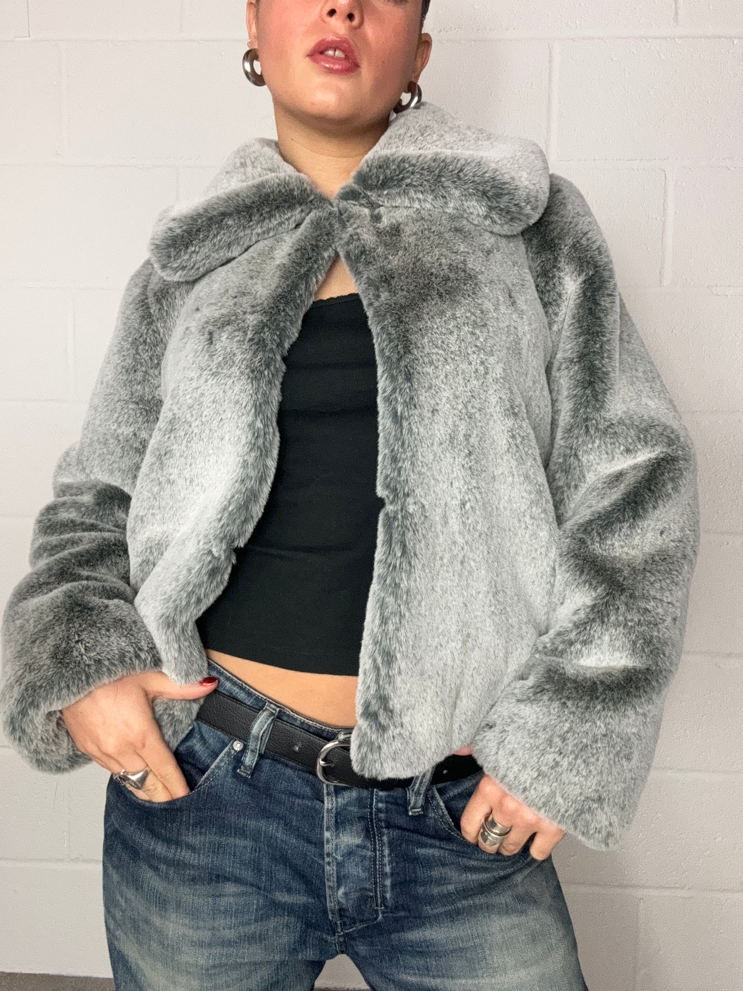 Grey Faux Fur Jacket