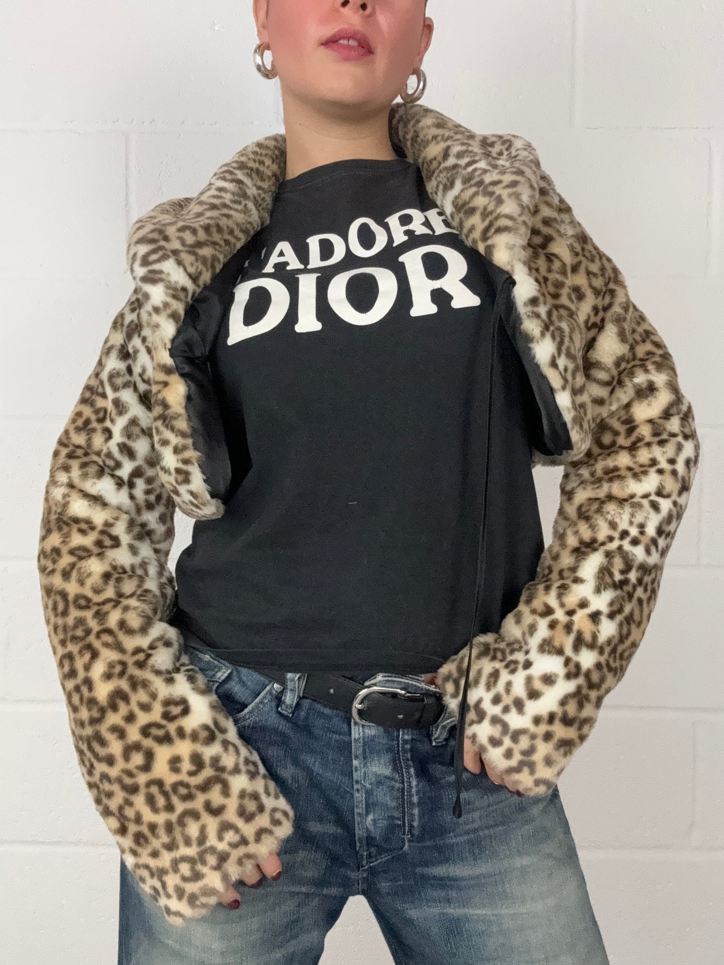 Y2K Killah Leopard Faux Fur Cardigan (M)