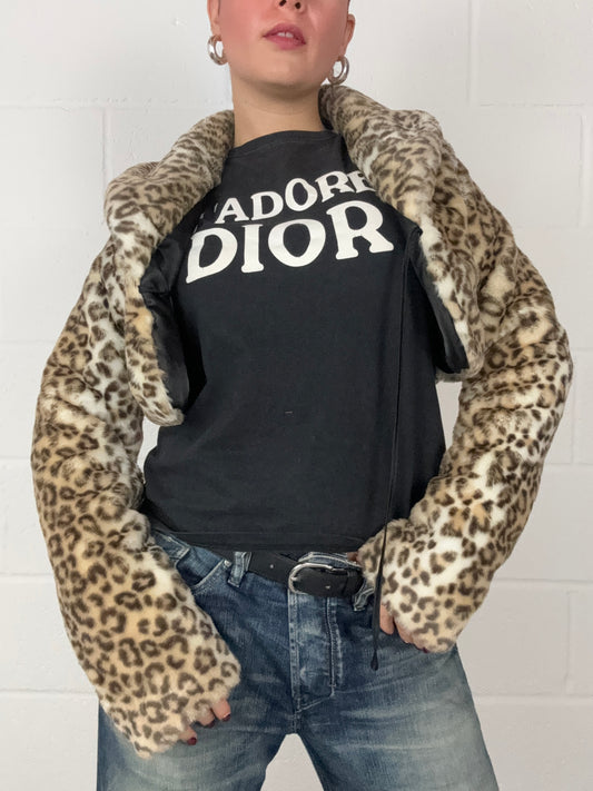 Y2K Killah Leopard Faux Fur Cardigan (M)