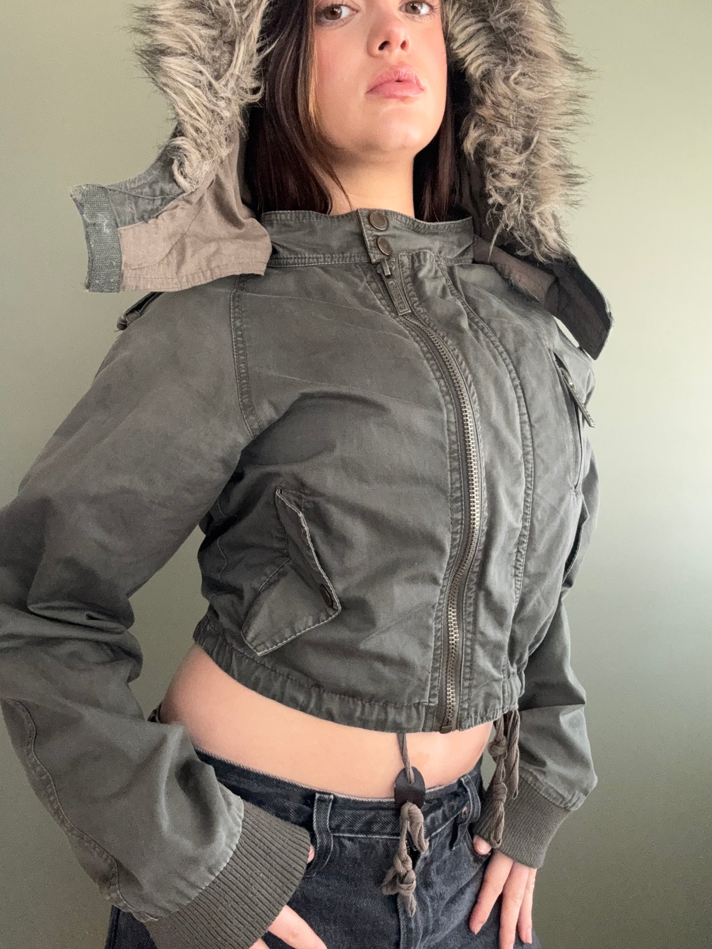 Khaki Bomber Jacket (UK6)