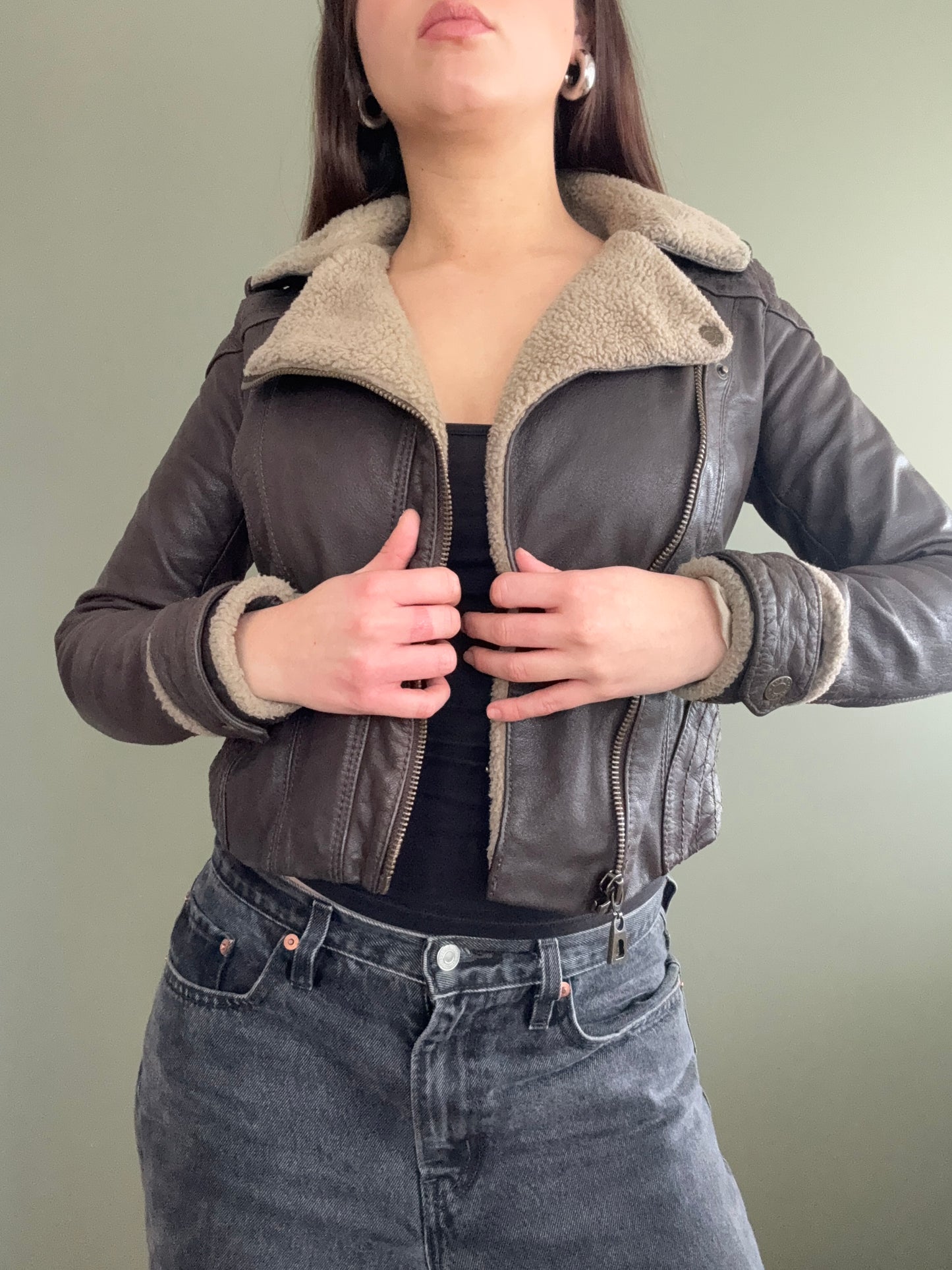 Leather Aviator Jacket (UK6)