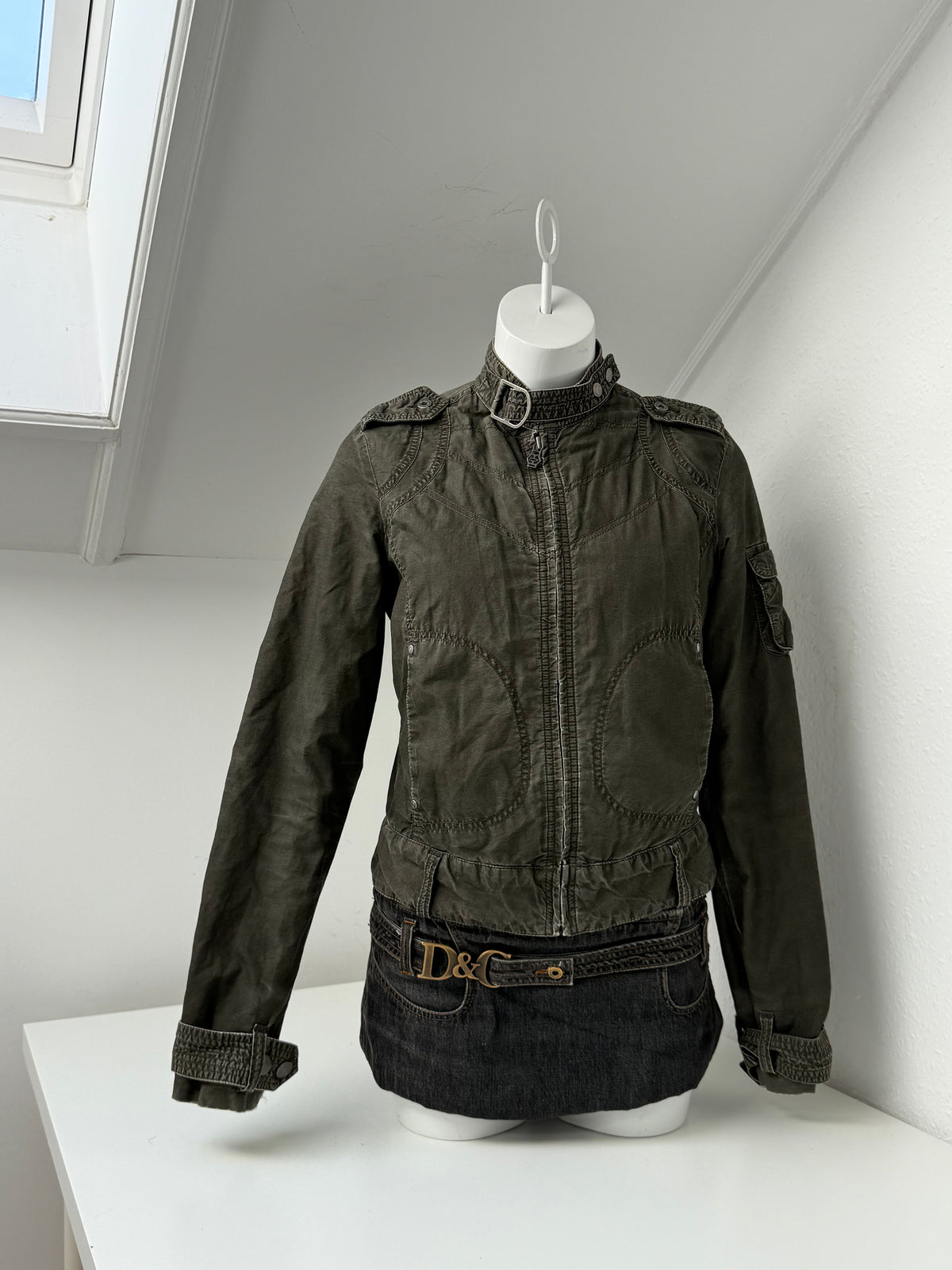 Diesel Khaki Vintage Biker Jacket (M)
