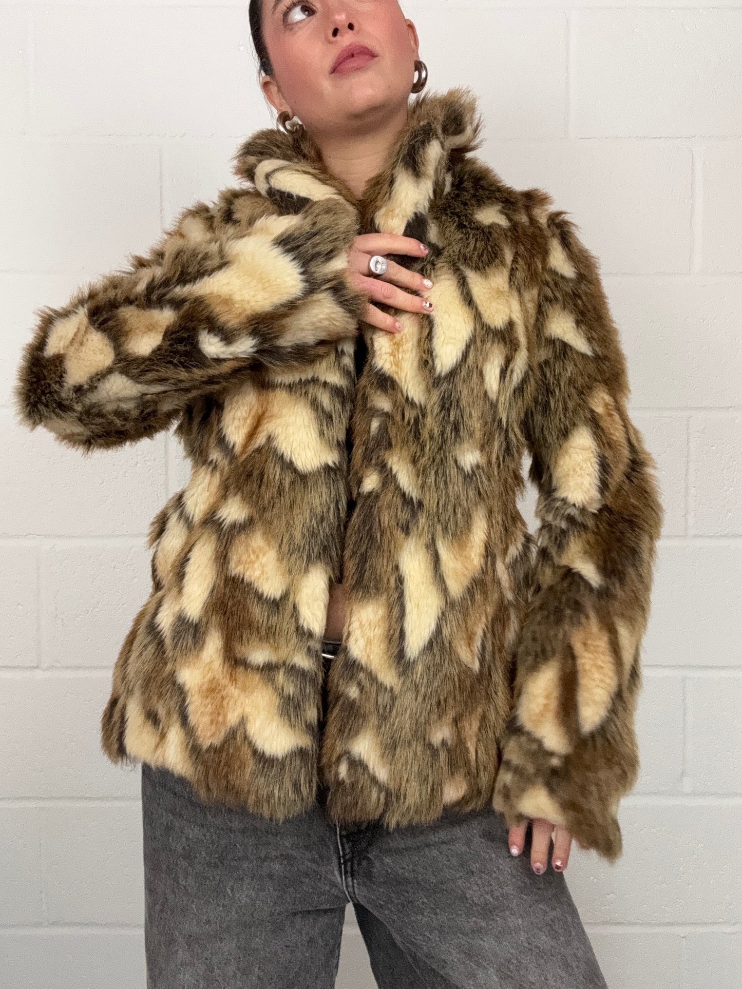 Faux Fur Patchwork Jacket (UK10)