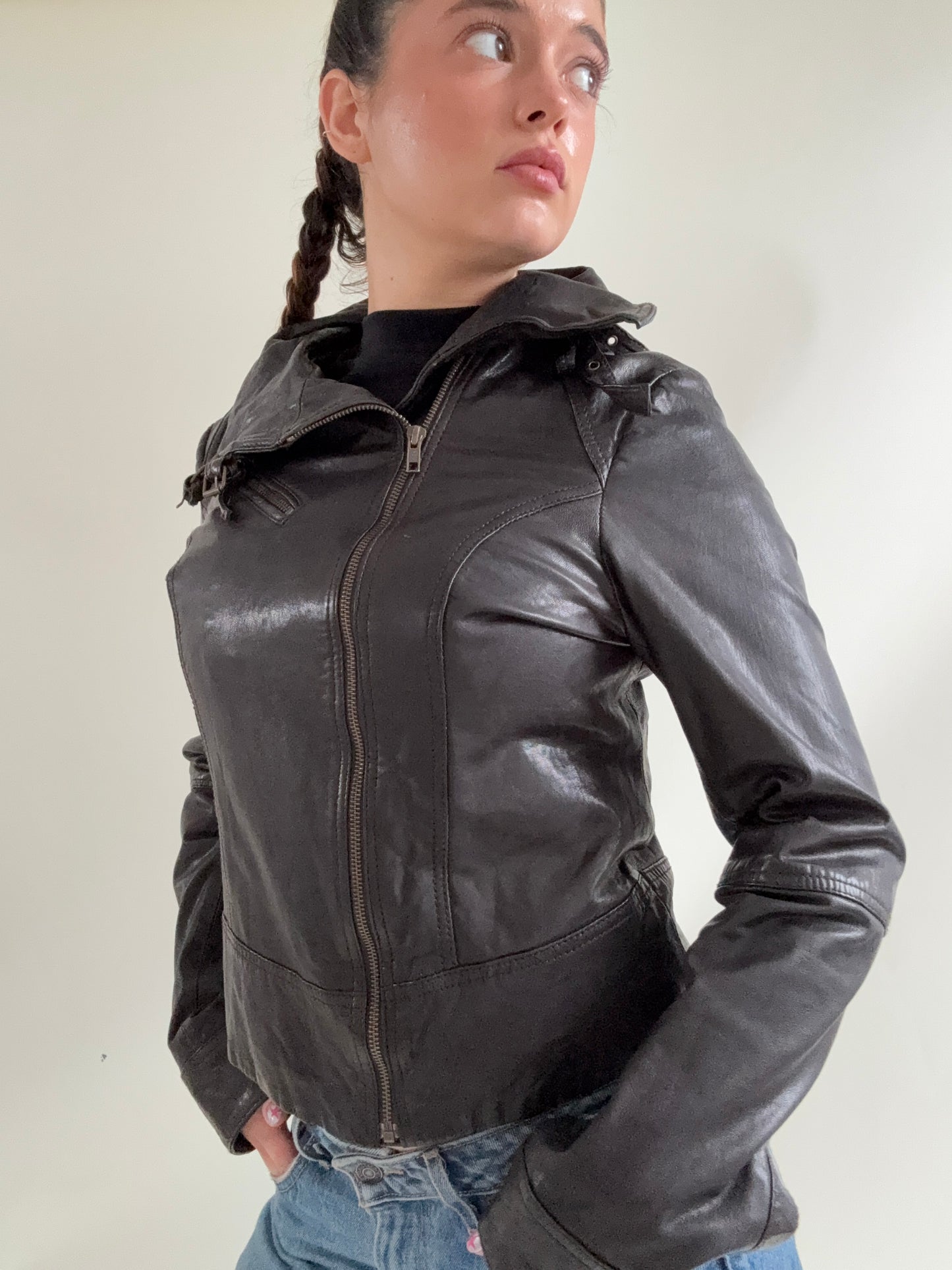 Allsaints Brown Leather Jacket (UK12)