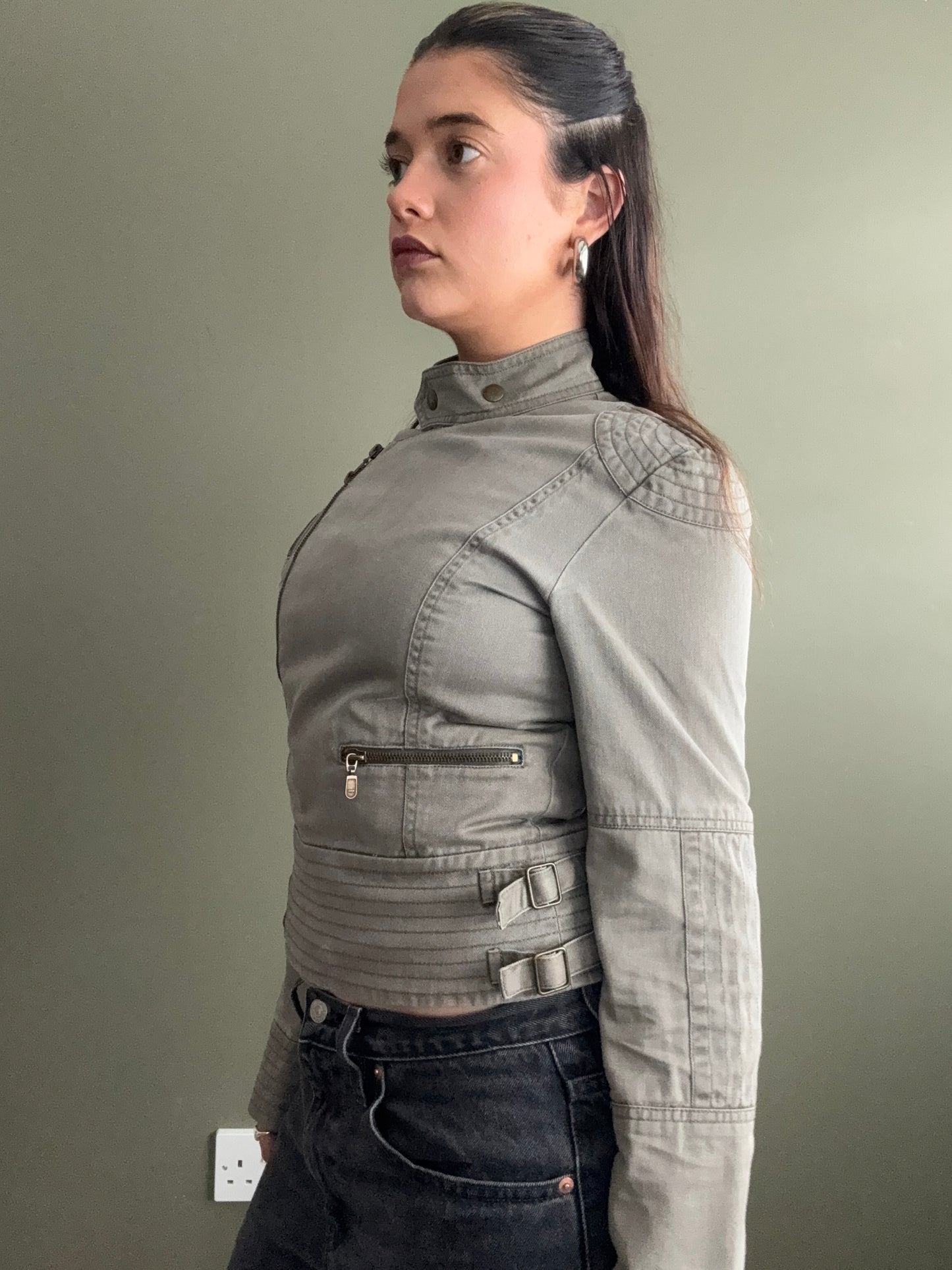 Khaki Biker Jacket (UK10)