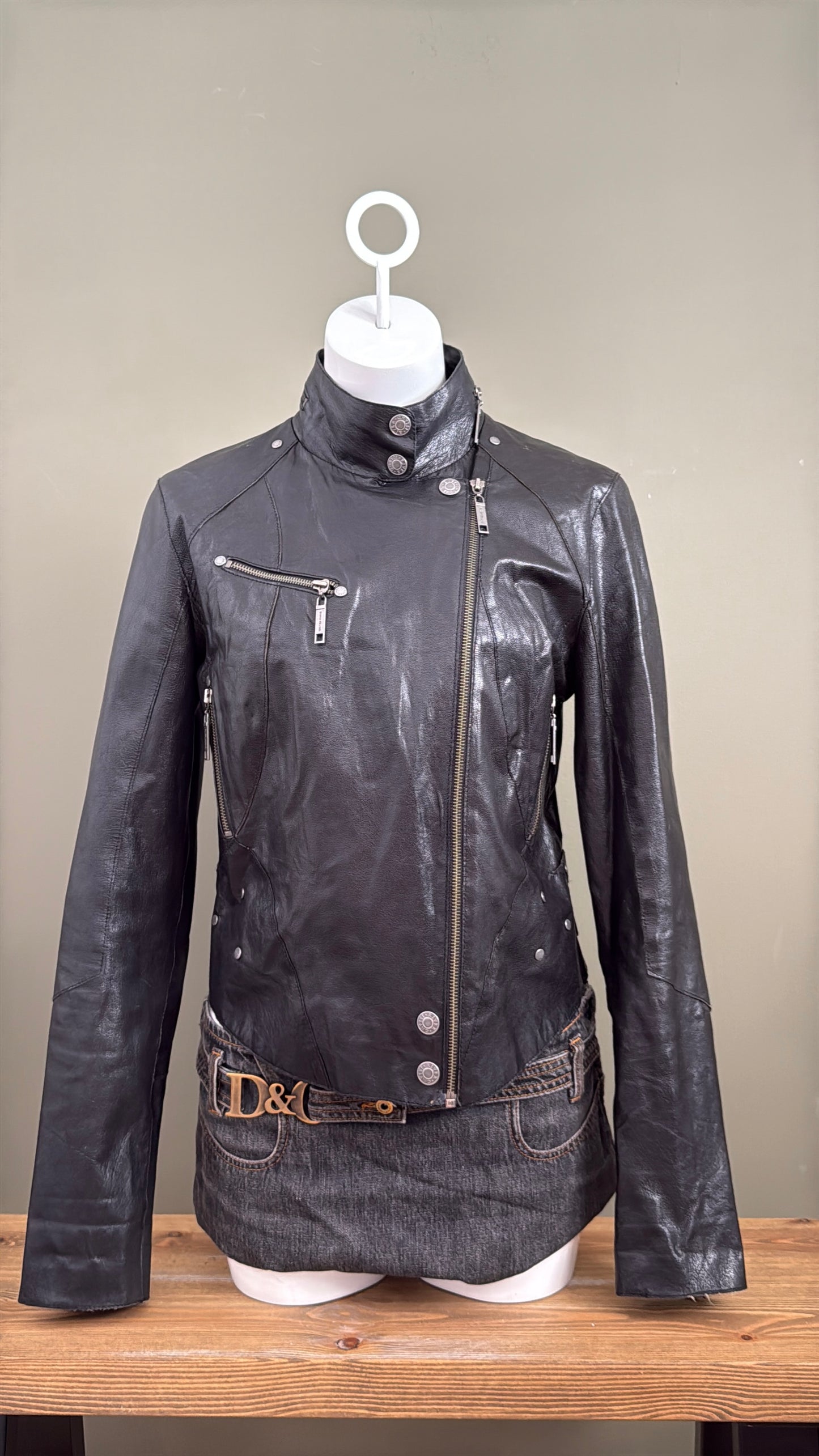 Leather Biker Jacket (UK14)