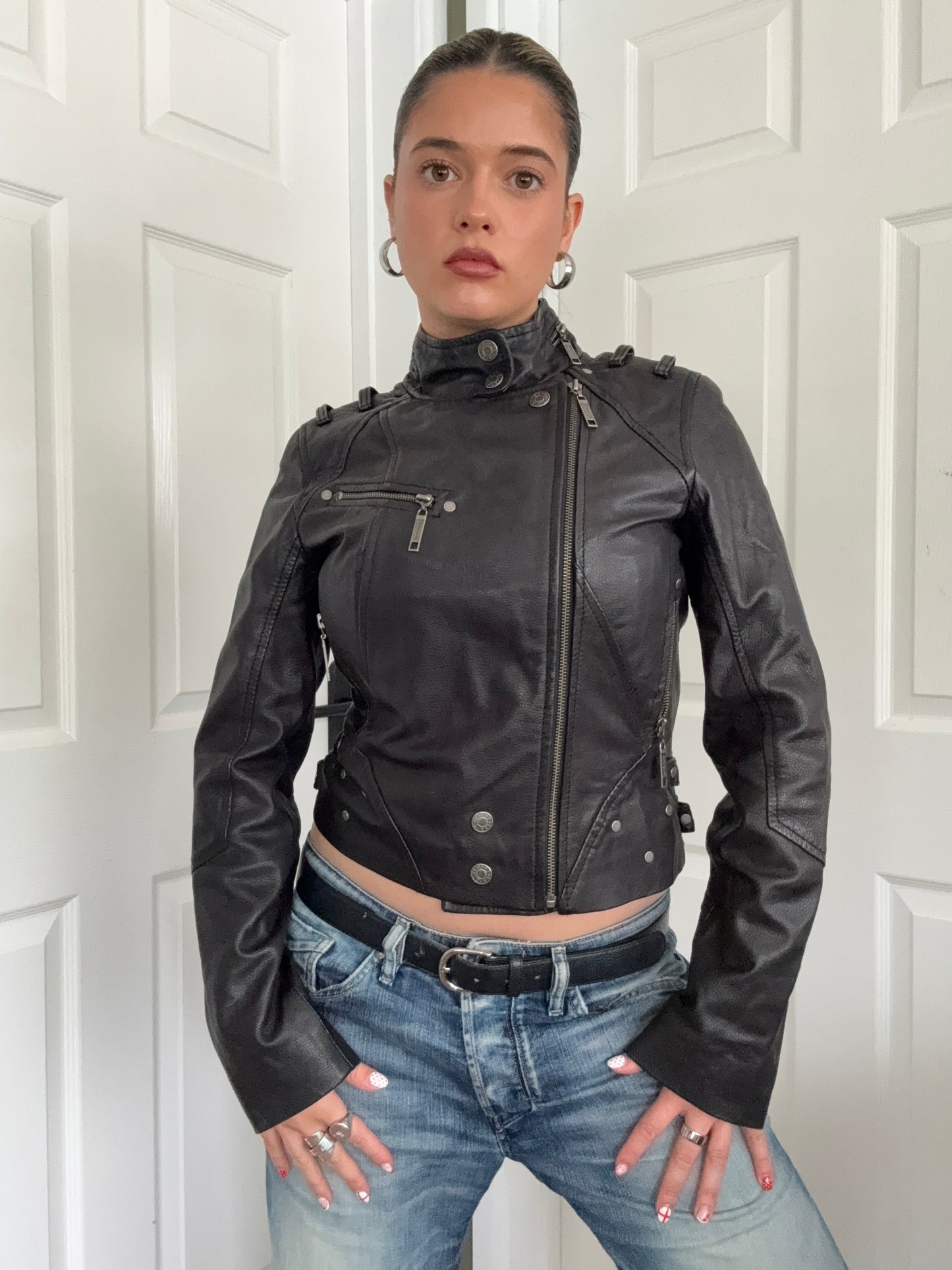 Leather Biker Jacket (UK10)