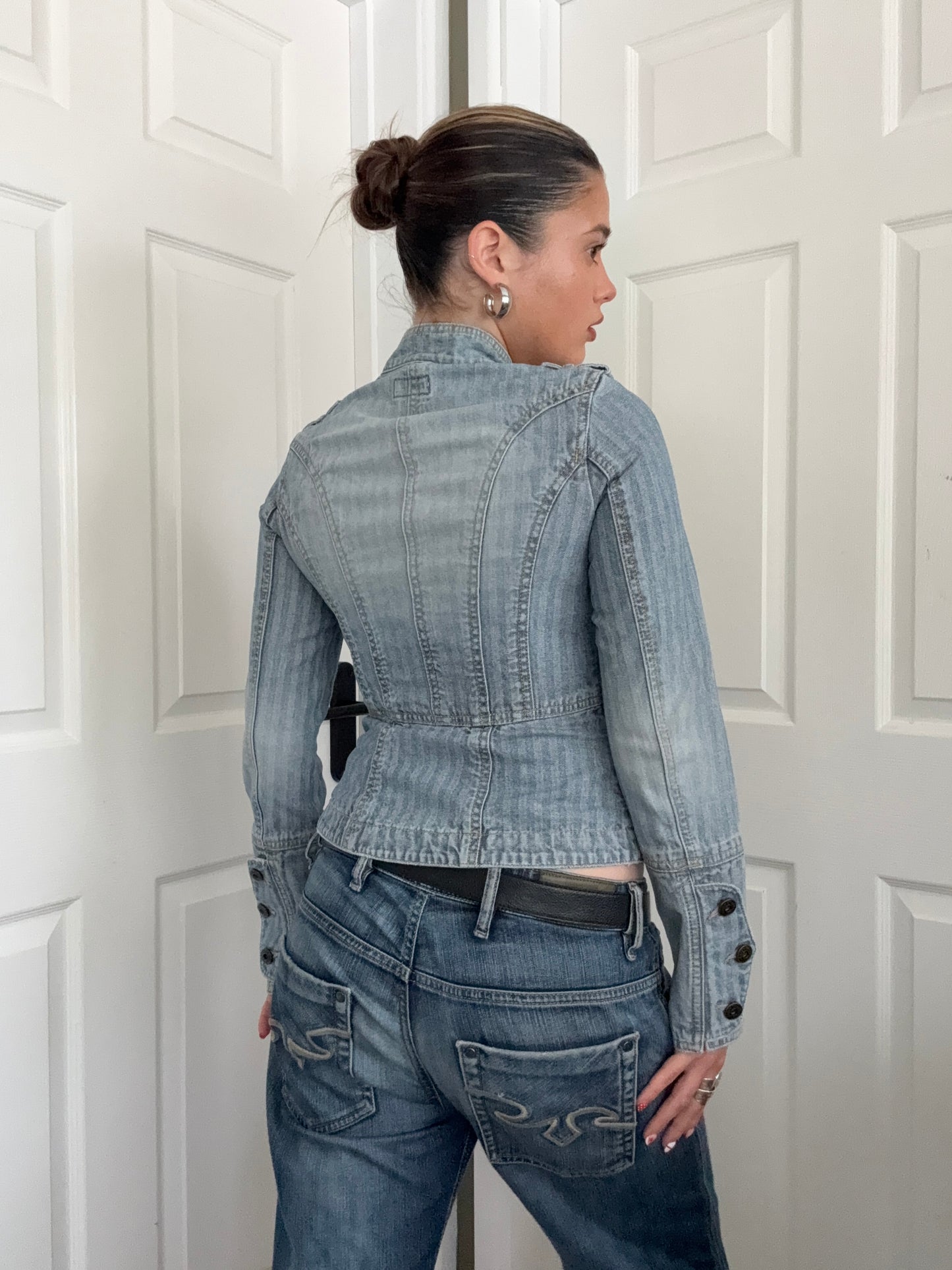 Karen Millen Denim Pinstripe Jacket (UK10)