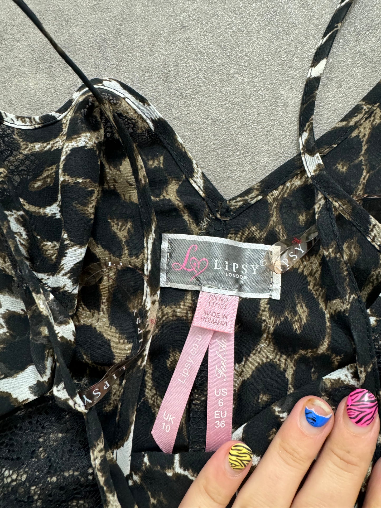 Lipsy Leopard Print Mesh Cami