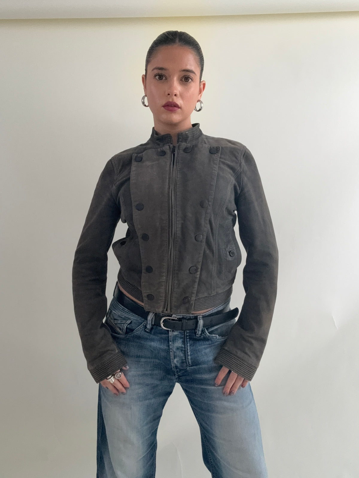 Vintage Diesel Leather Military Jacket (S)
