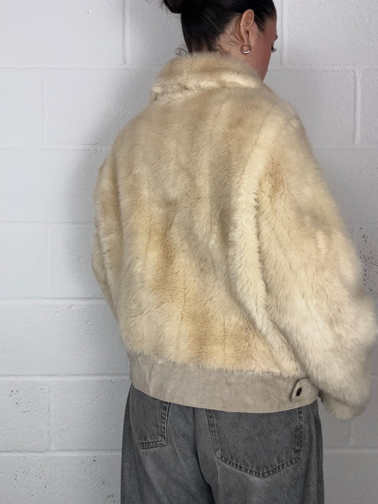 Faux Fur Cream Jacket (UK18)