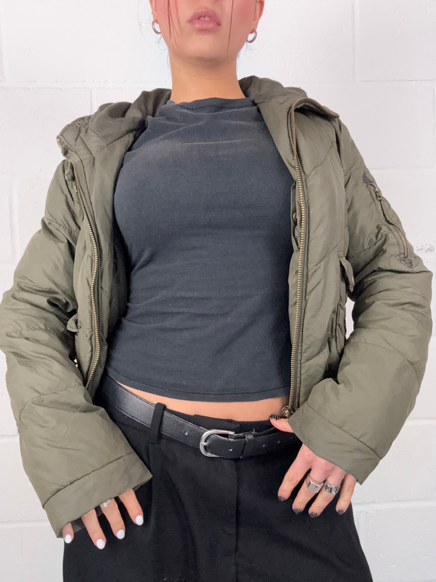 Khaki Puffer Jacket (M)