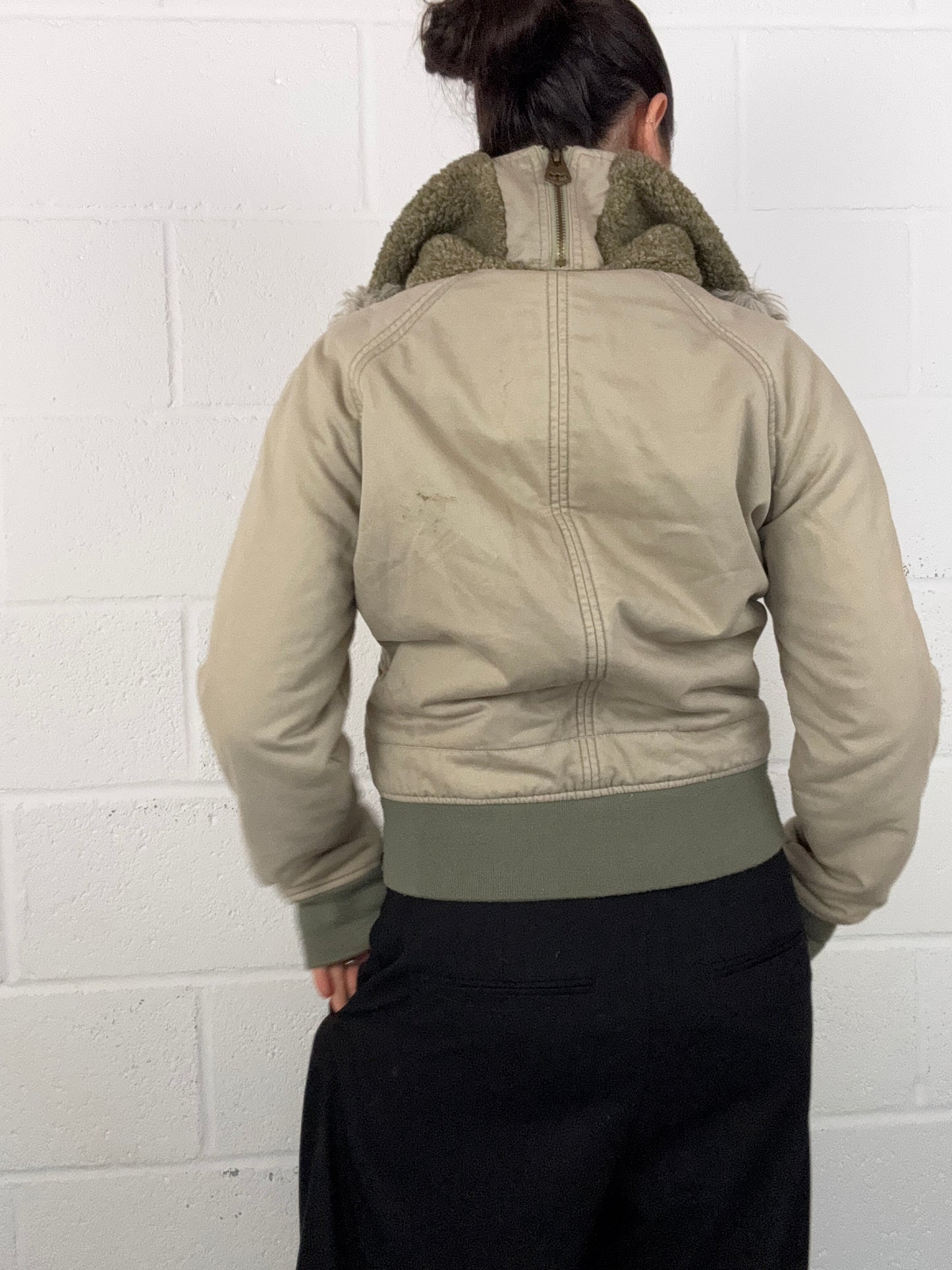 Khaki Firetrap Bomber Jacket (M)