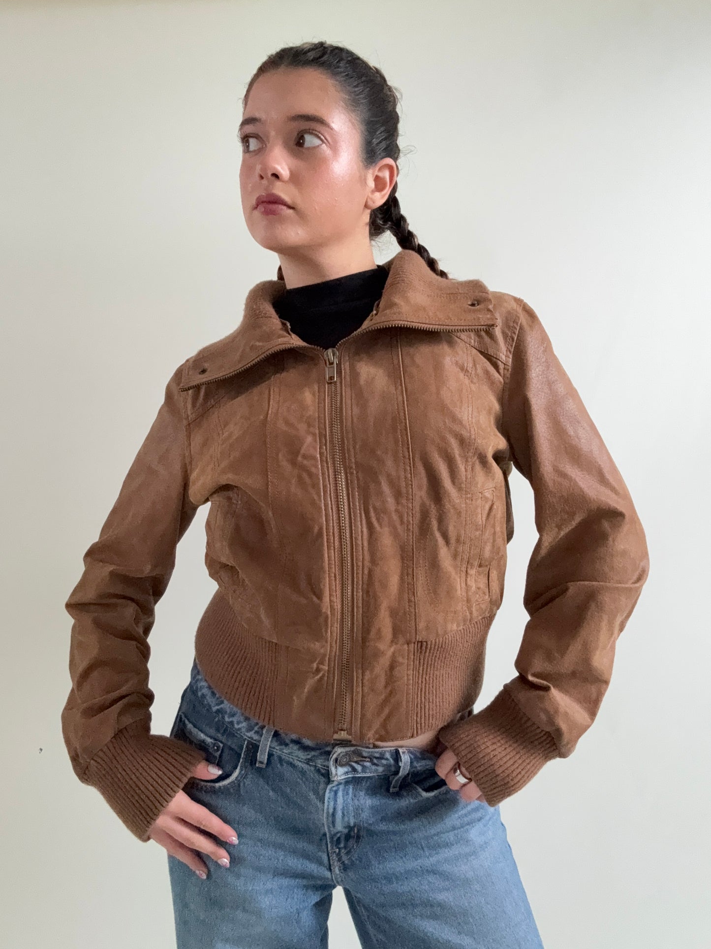 Leather Bomber Jacket (UK16)