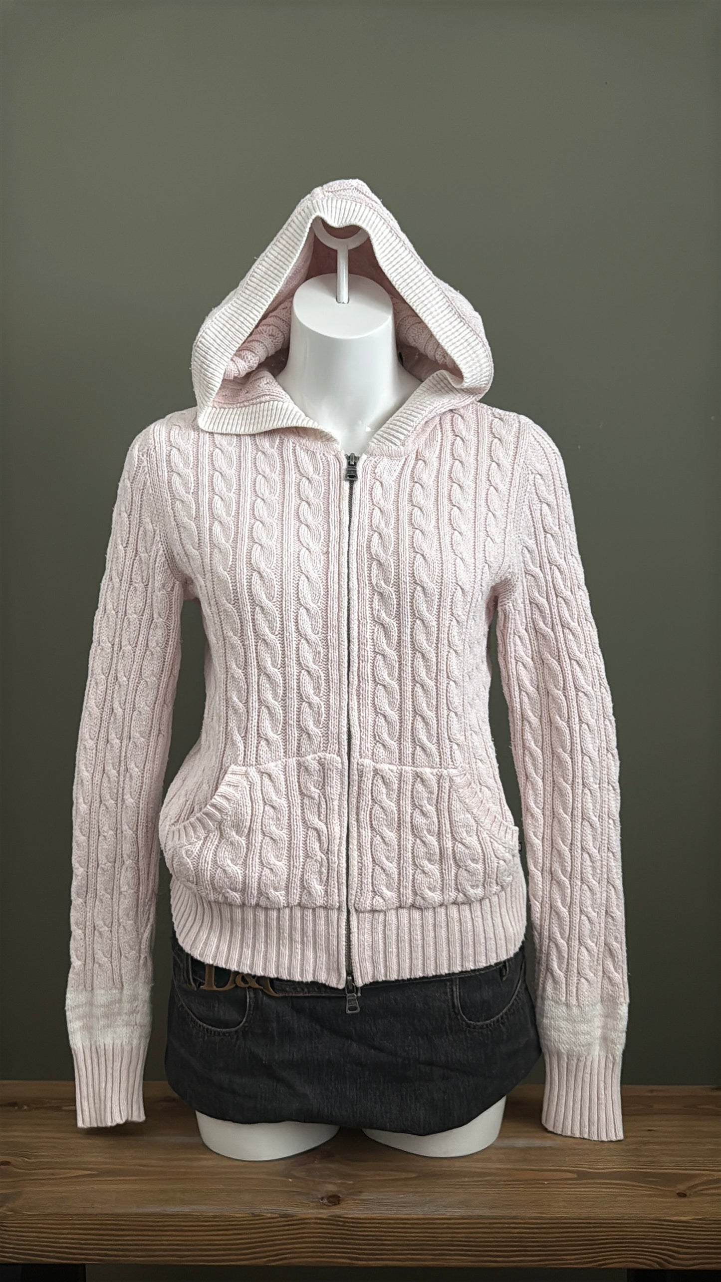 Baby Pink Ralph Lauren Cable Knit Jumper (M)