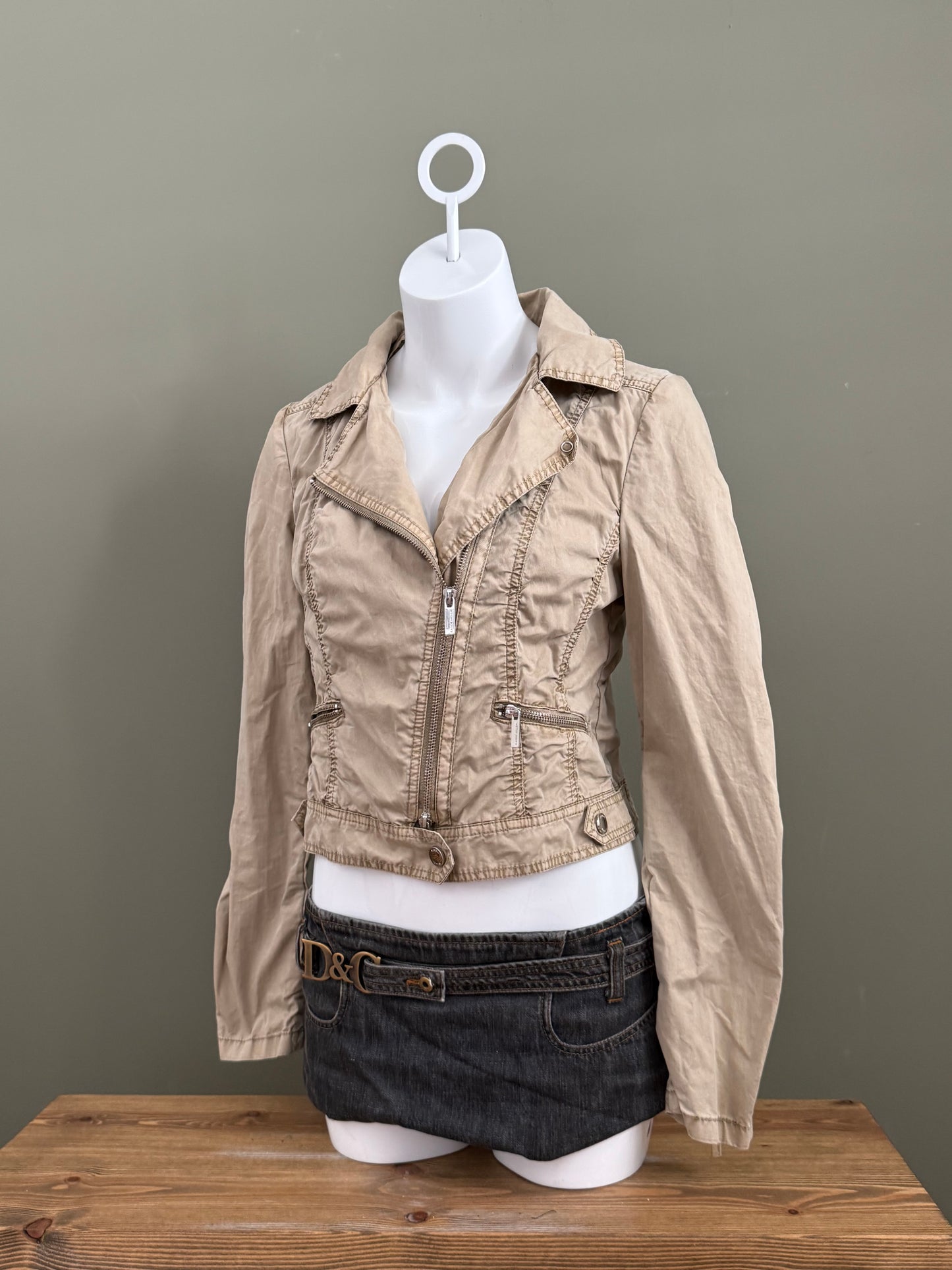 Karen Millen Asymmetric Biker Lightweight Jacket (UK10)
