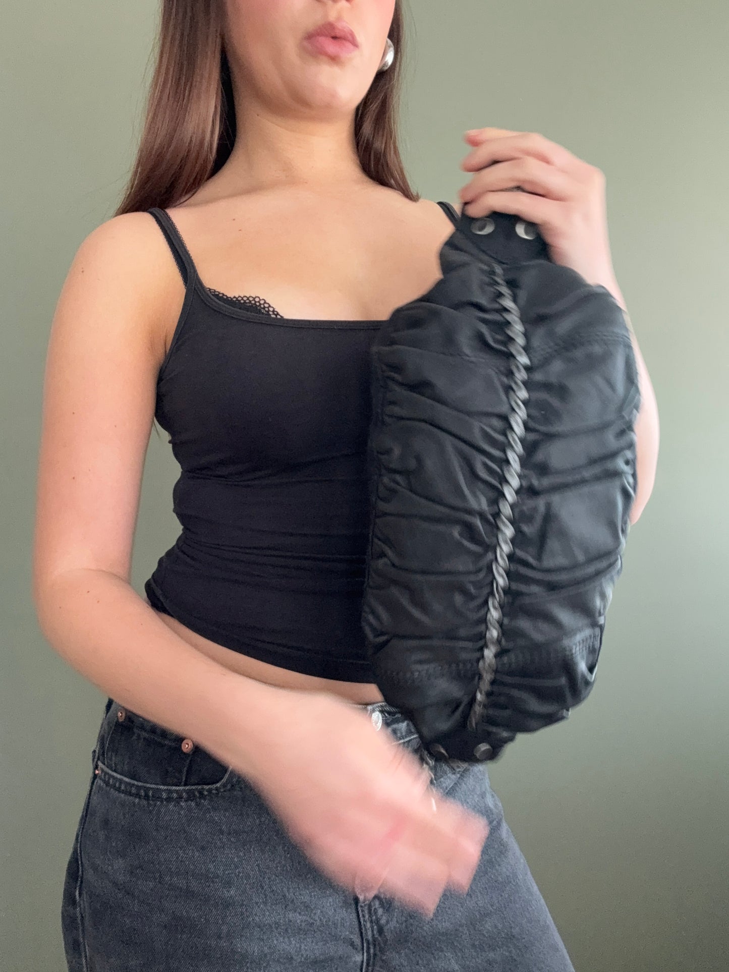 Diesel Leather Ruched Shoulder Bag