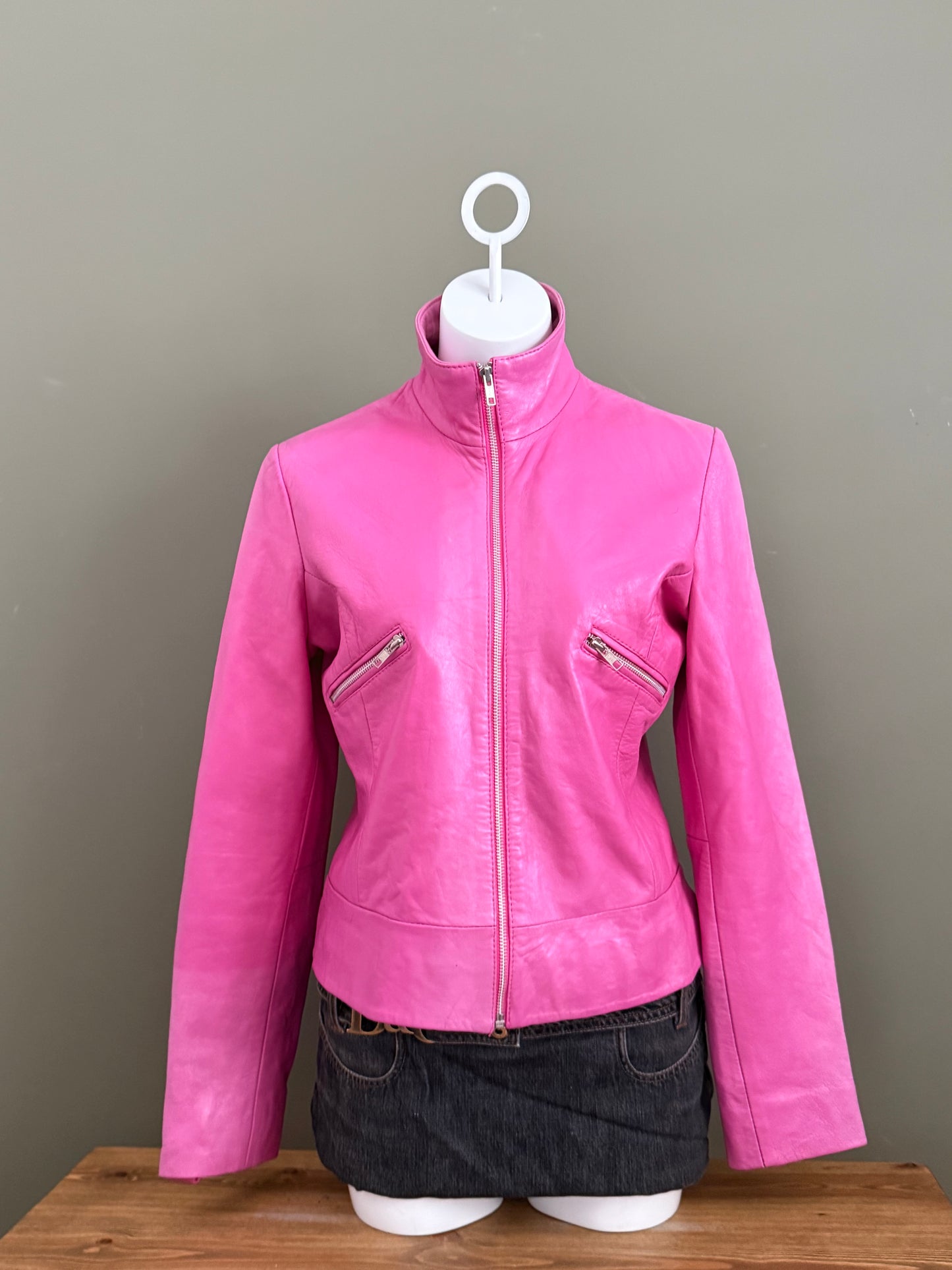 Pink Leather Jacket (M)