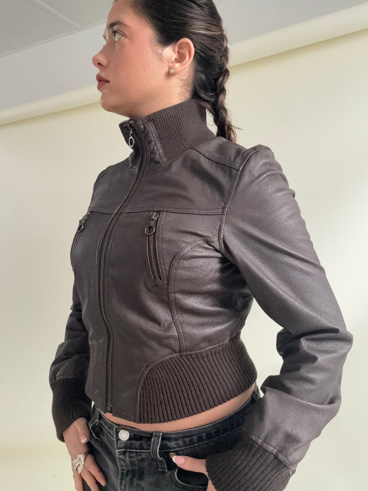 Jane Norman Leather Bomber Jacket (UK10)